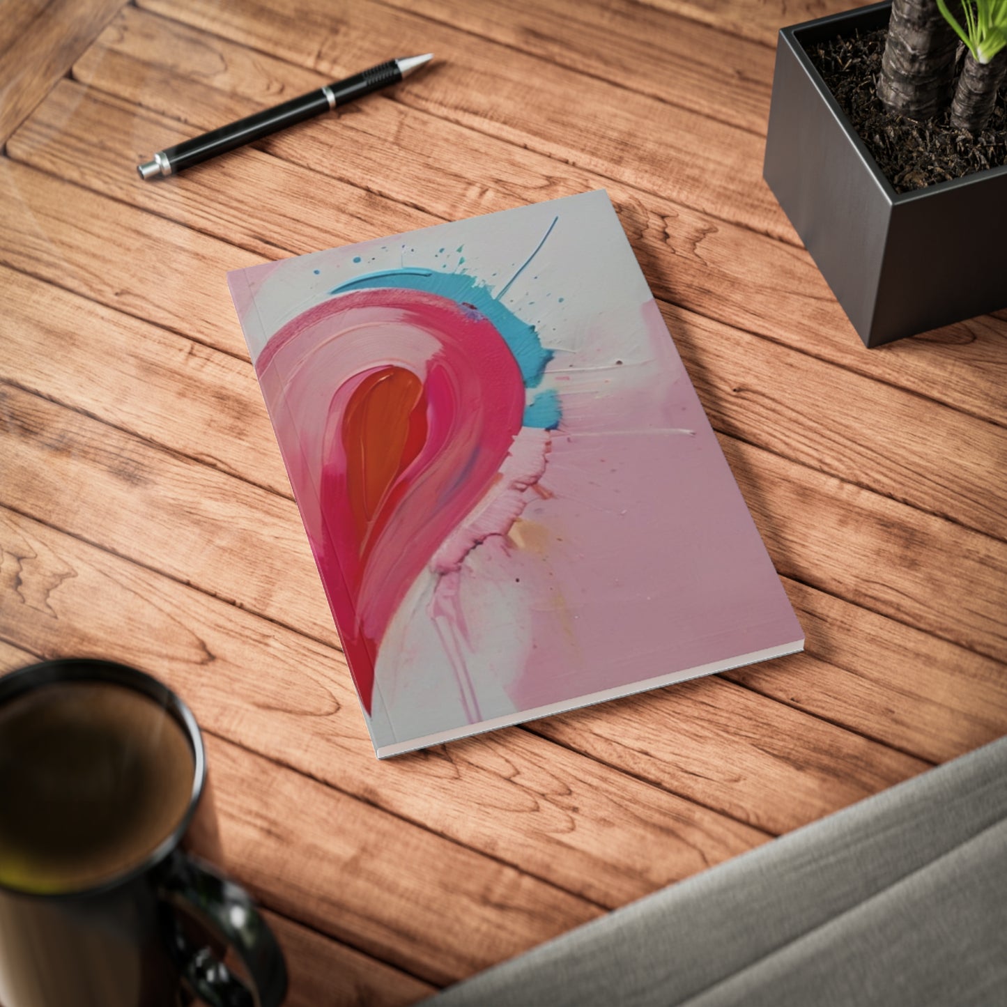 Messy Pink Love Heart - Softcover Notebook, A5