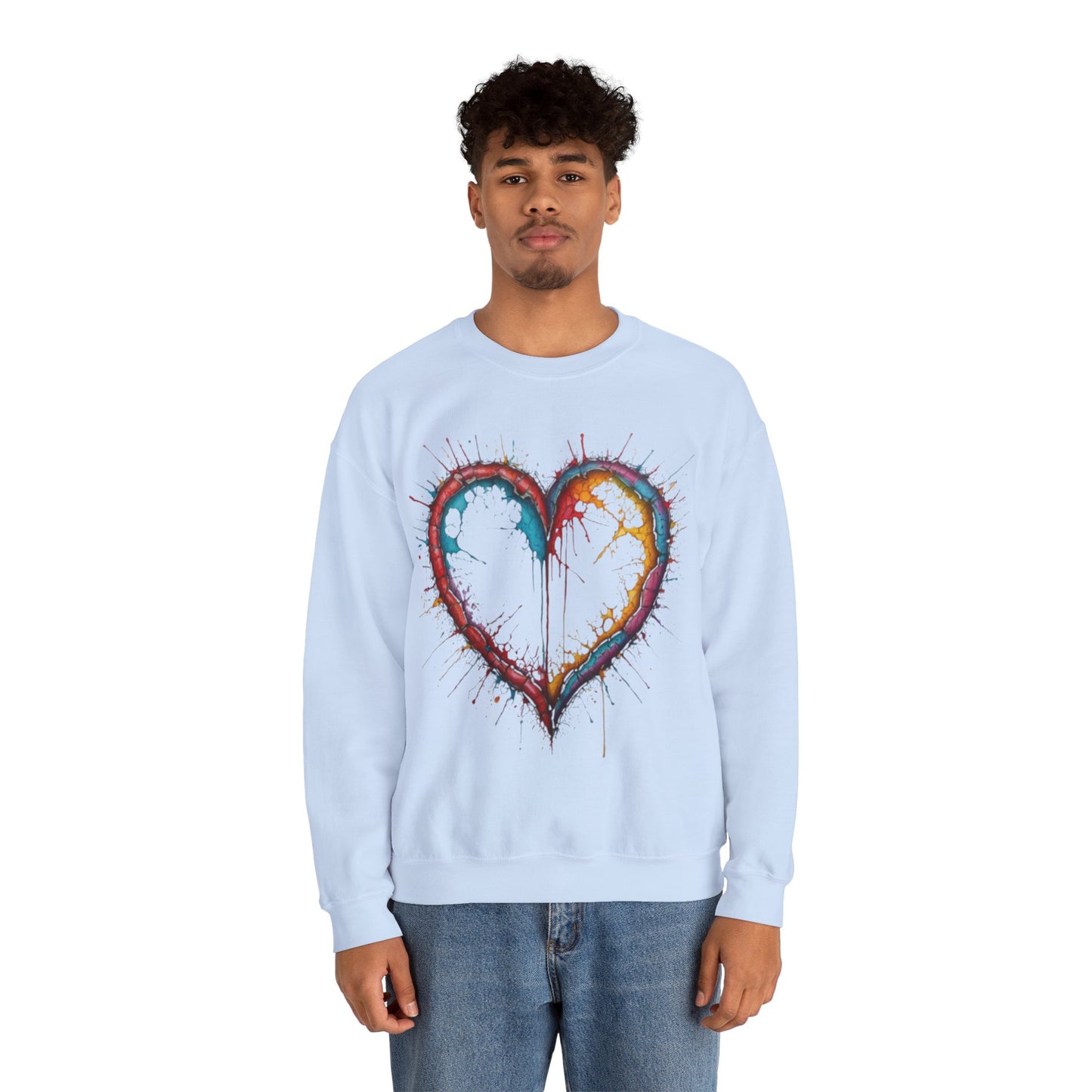 Hollow Colourful Messy Love Heart - Unisex Heavy Sweatshirt