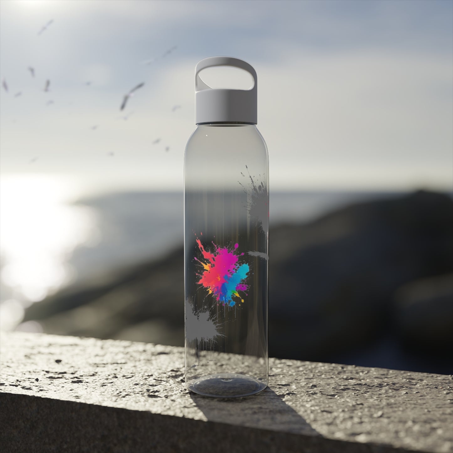 Colourful Paint Splatter - Sky Water Bottle