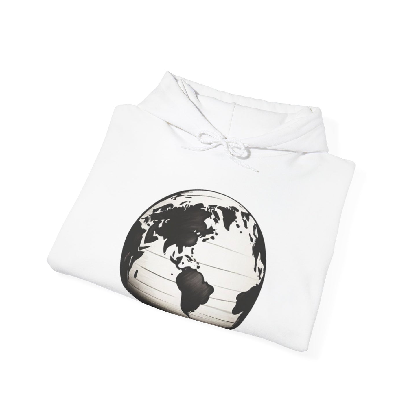 Black and White Earth Sphere - Unisex Hooded Sweatshirt