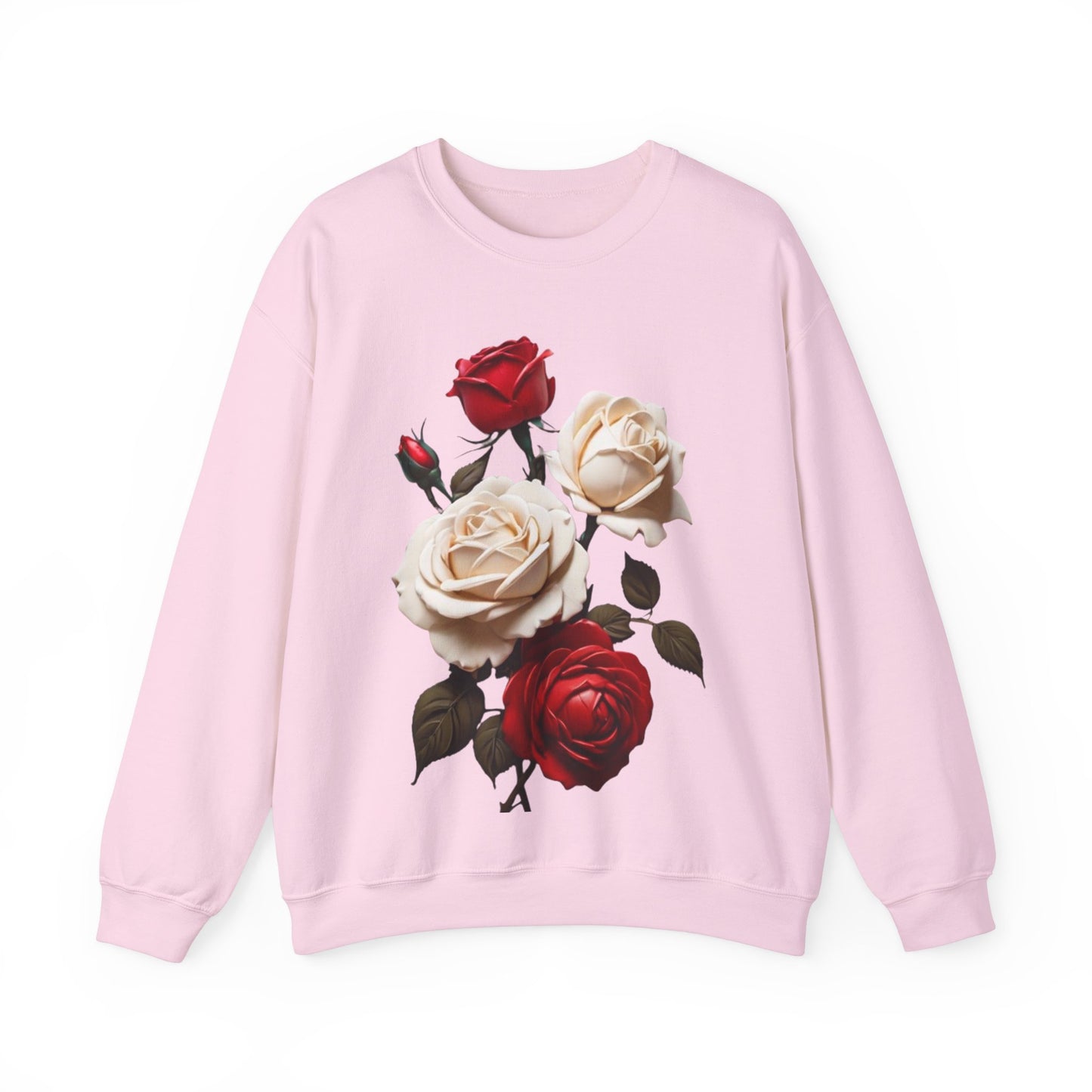 Red and White Roses - Unisex Crewneck Sweatshirt