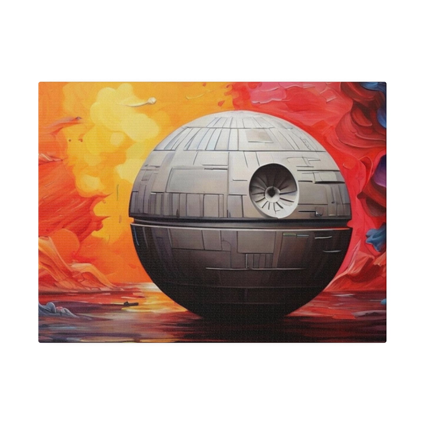 Colourful Death Star Painting - Matte Canvas, Stretched, 0.75"