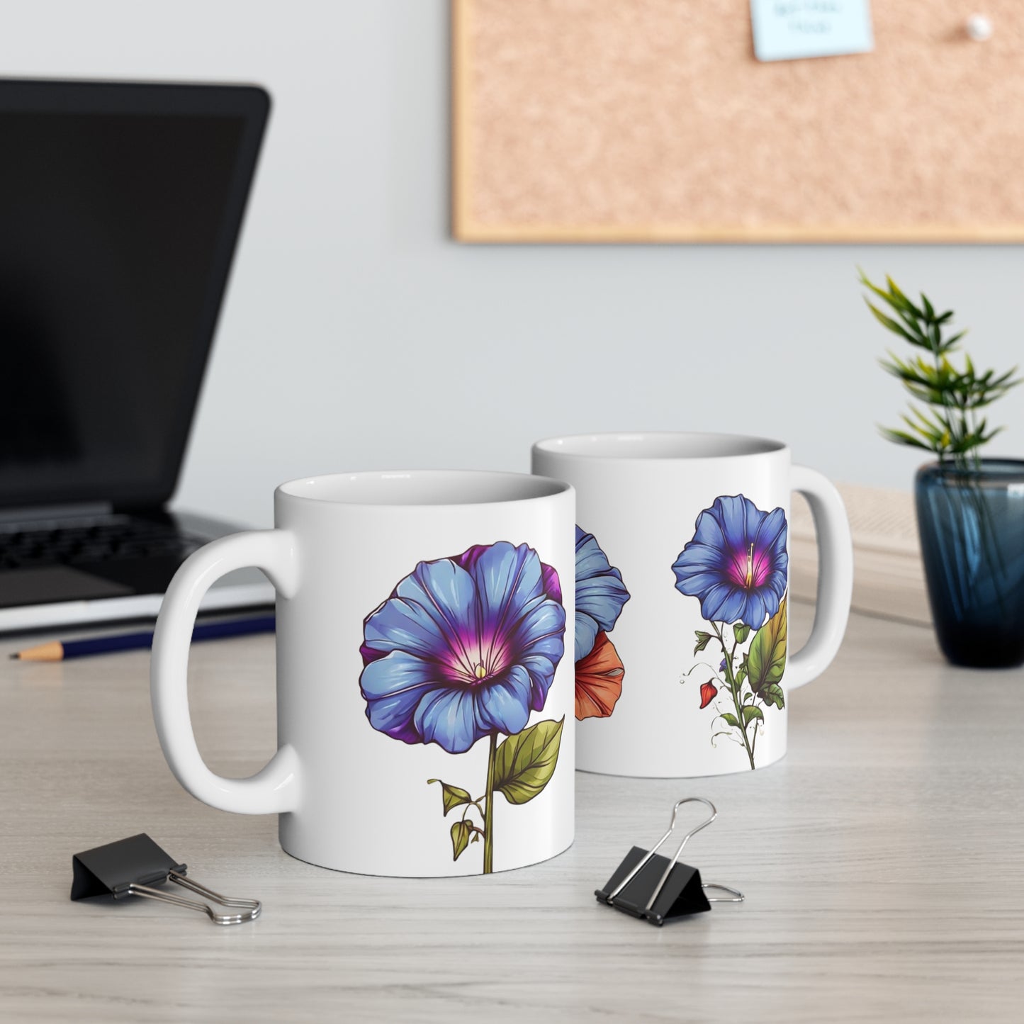 Morning Glory Flower Mug - Ceramic Coffee Mug 11oz