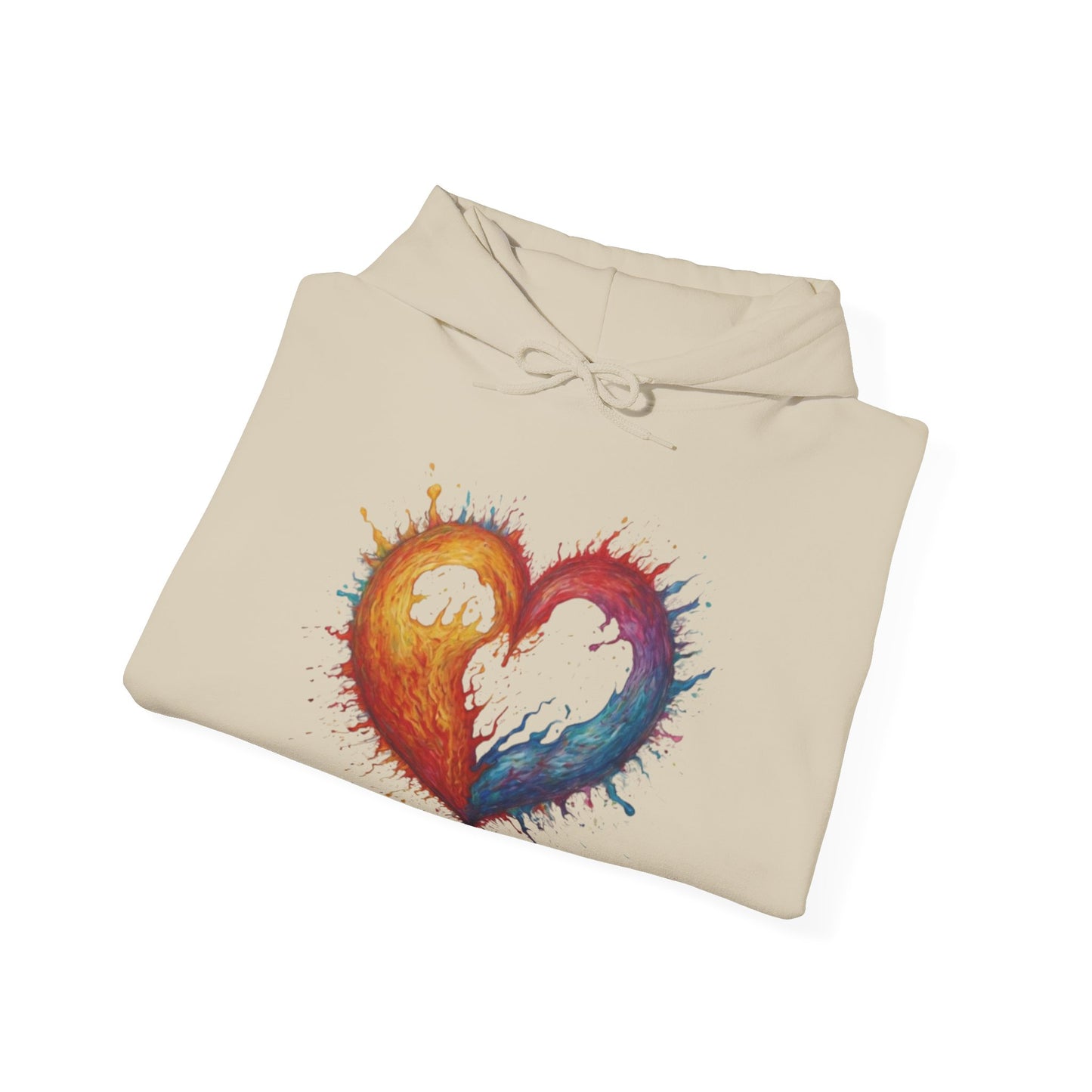 Colourful Burning Love Heart - Unisex Hooded Sweatshirt