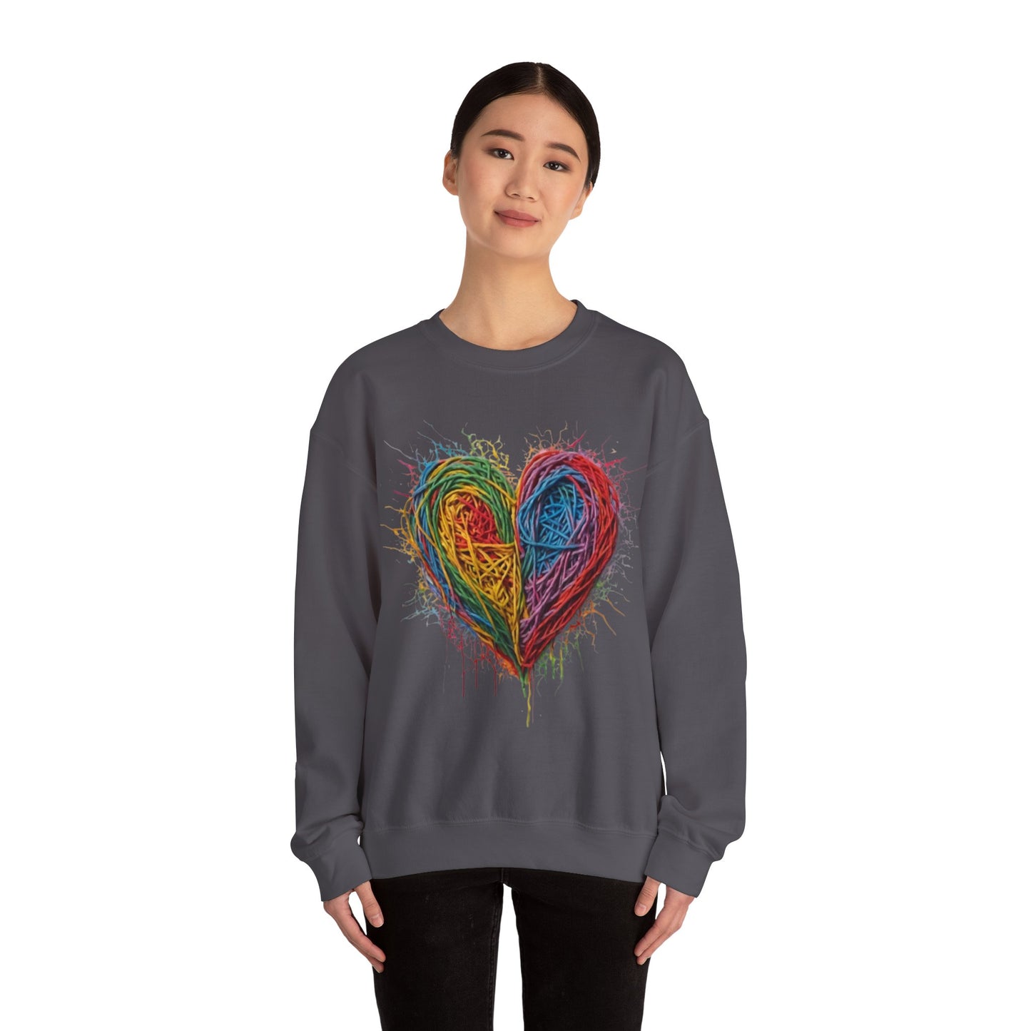 Multicoloured Scoubidou Love Heart - Unisex Crewneck Sweatshirt