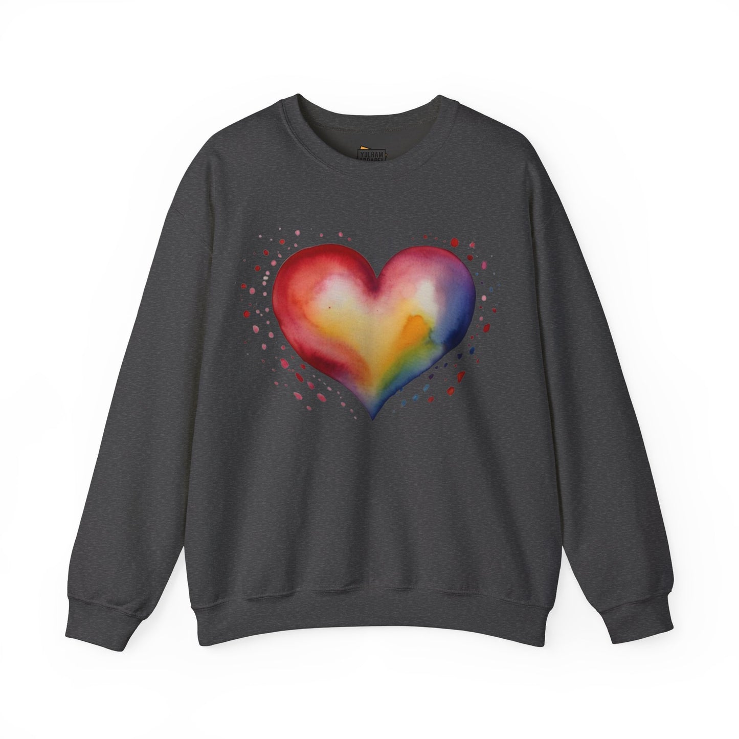 Colourful Watercolour Style Love Heart - Unisex Crewneck Sweatshirt