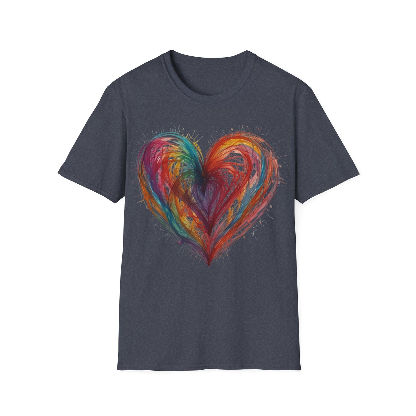 Colourful Messy Lines Transparent Love Heart - Unisex T-Shirt