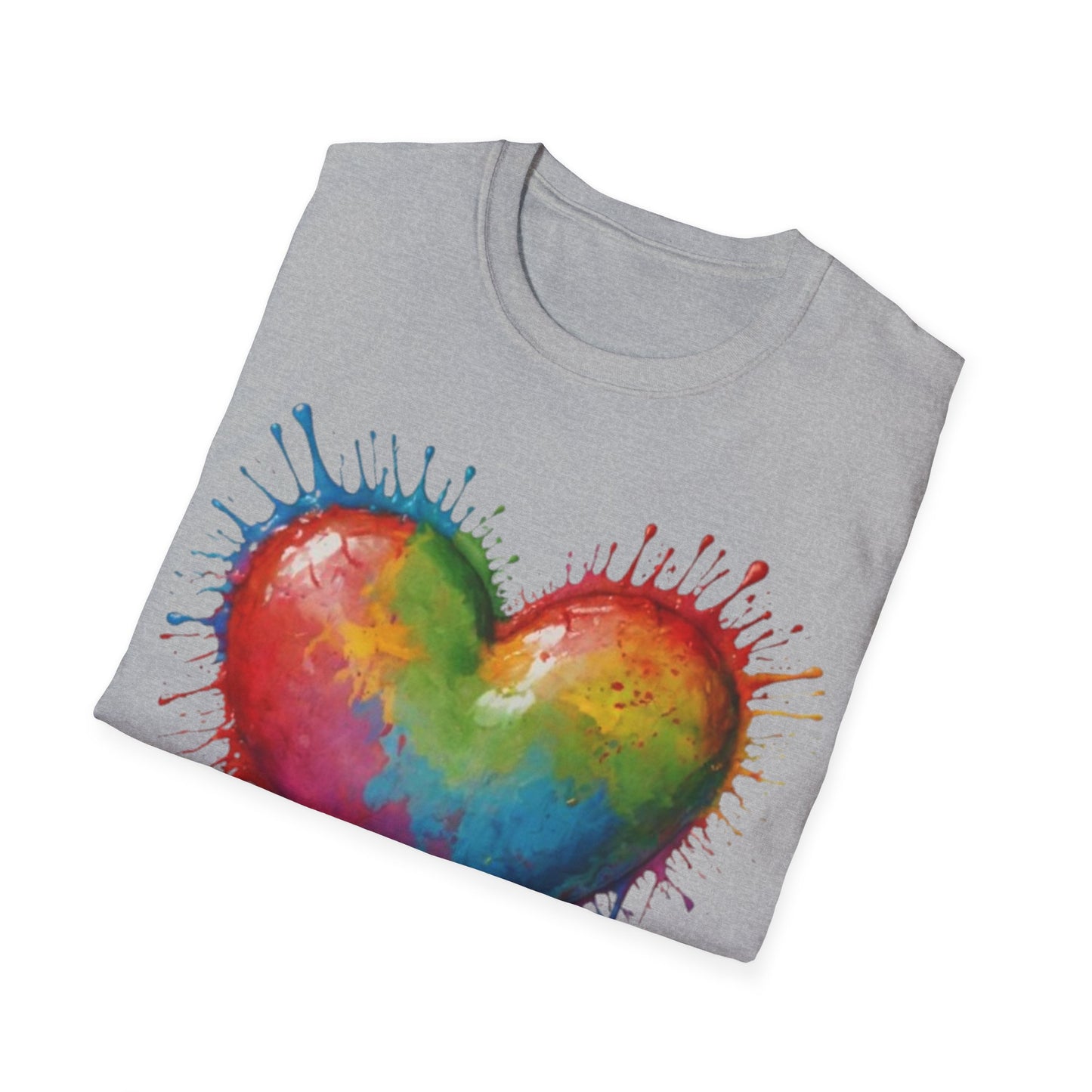 Colourful Messy Dripping Heart - Unisex T-Shirt