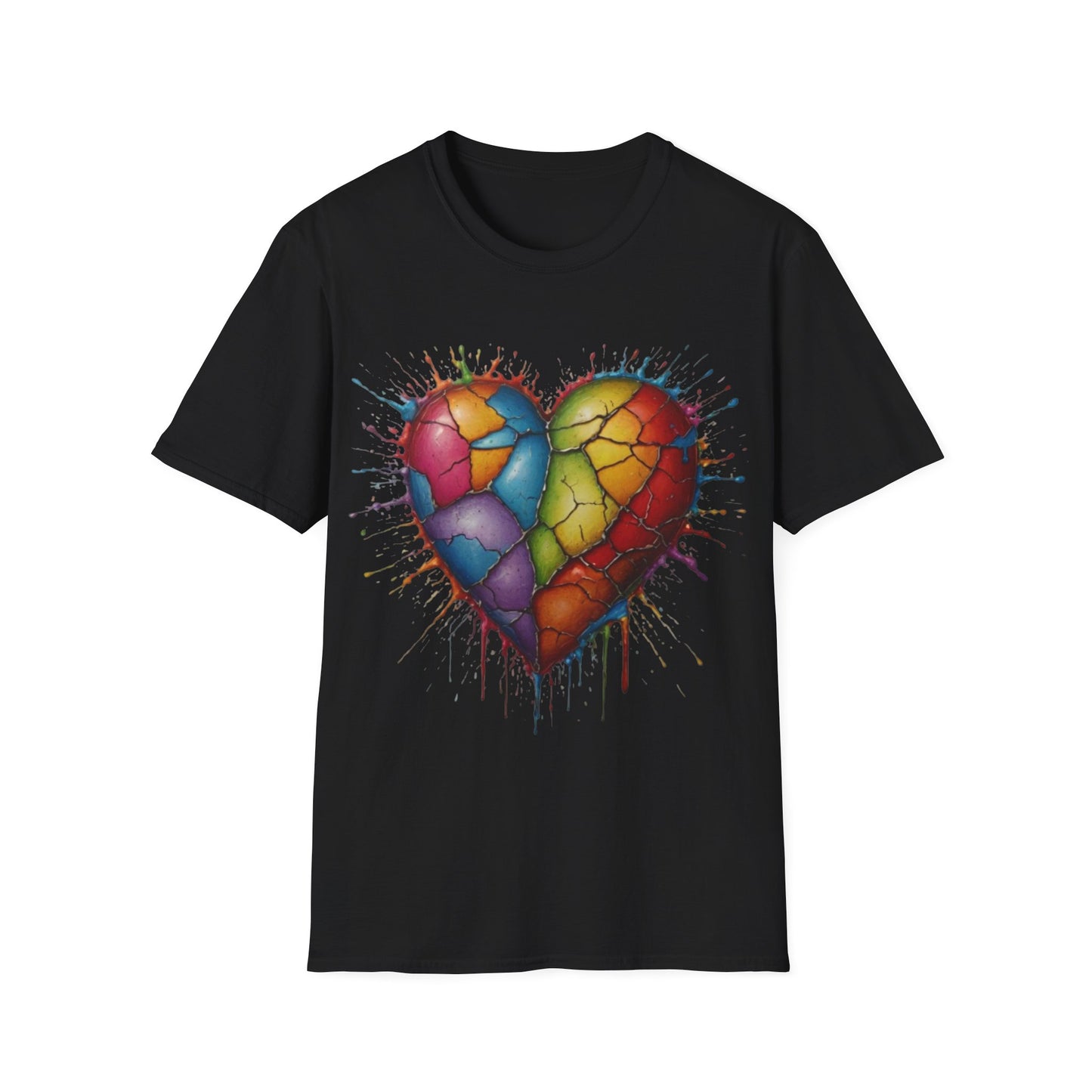 Colourful Messy Cracked Love Heart - Unisex T-Shirt