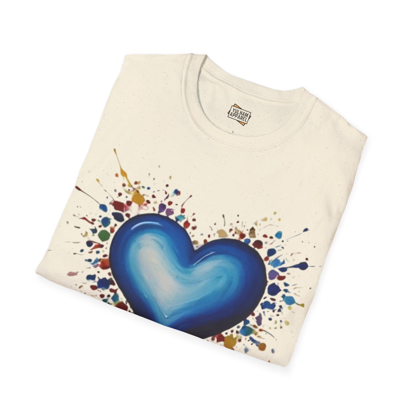 Messy Splatter Blue Love Heart - Unisex T-Shirt