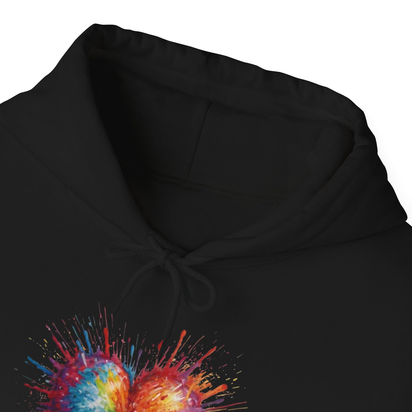 Colourful Messy Exploding Love Heart - Unisex Hooded Sweatshirt