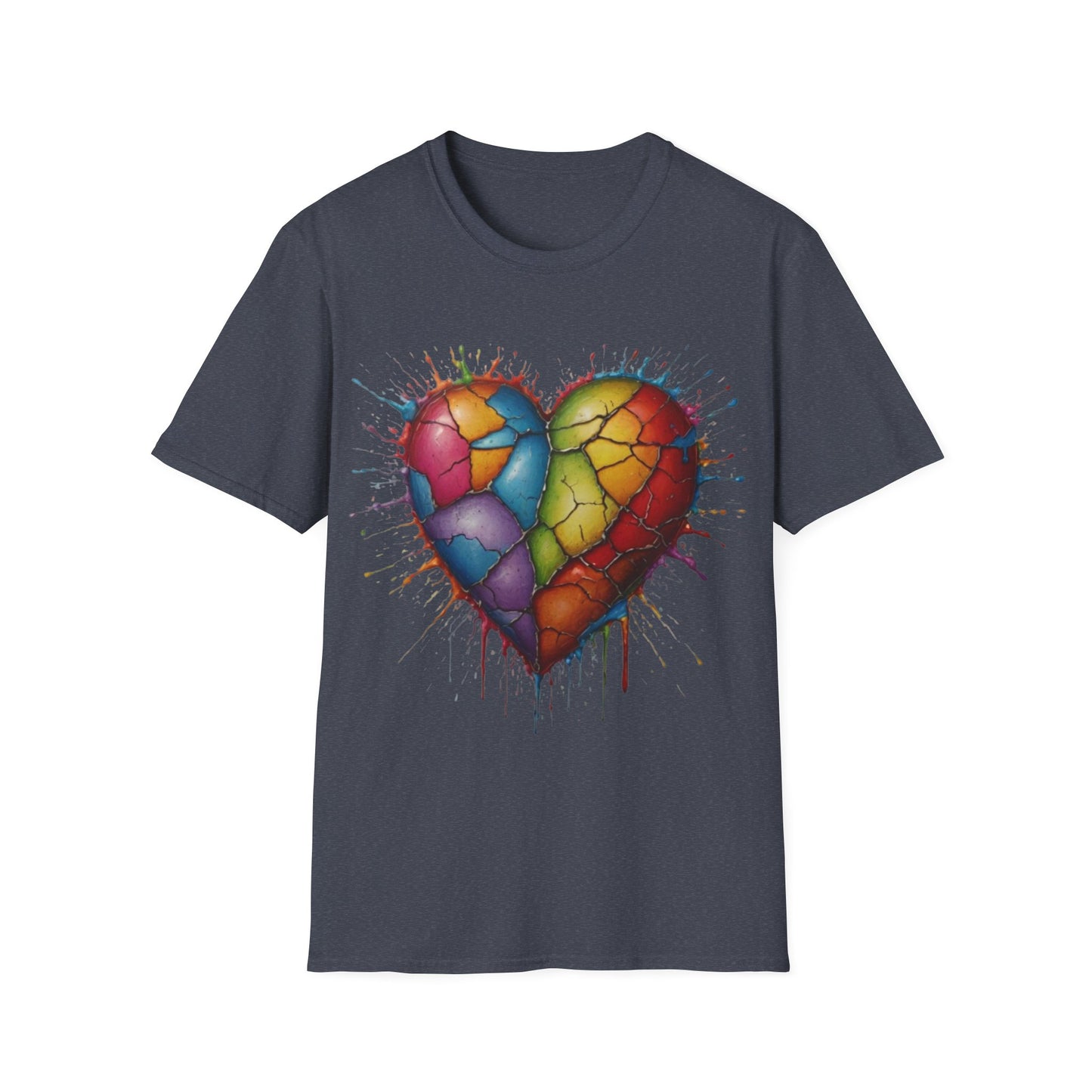 Colourful Messy Cracked Love Heart - Unisex T-Shirt