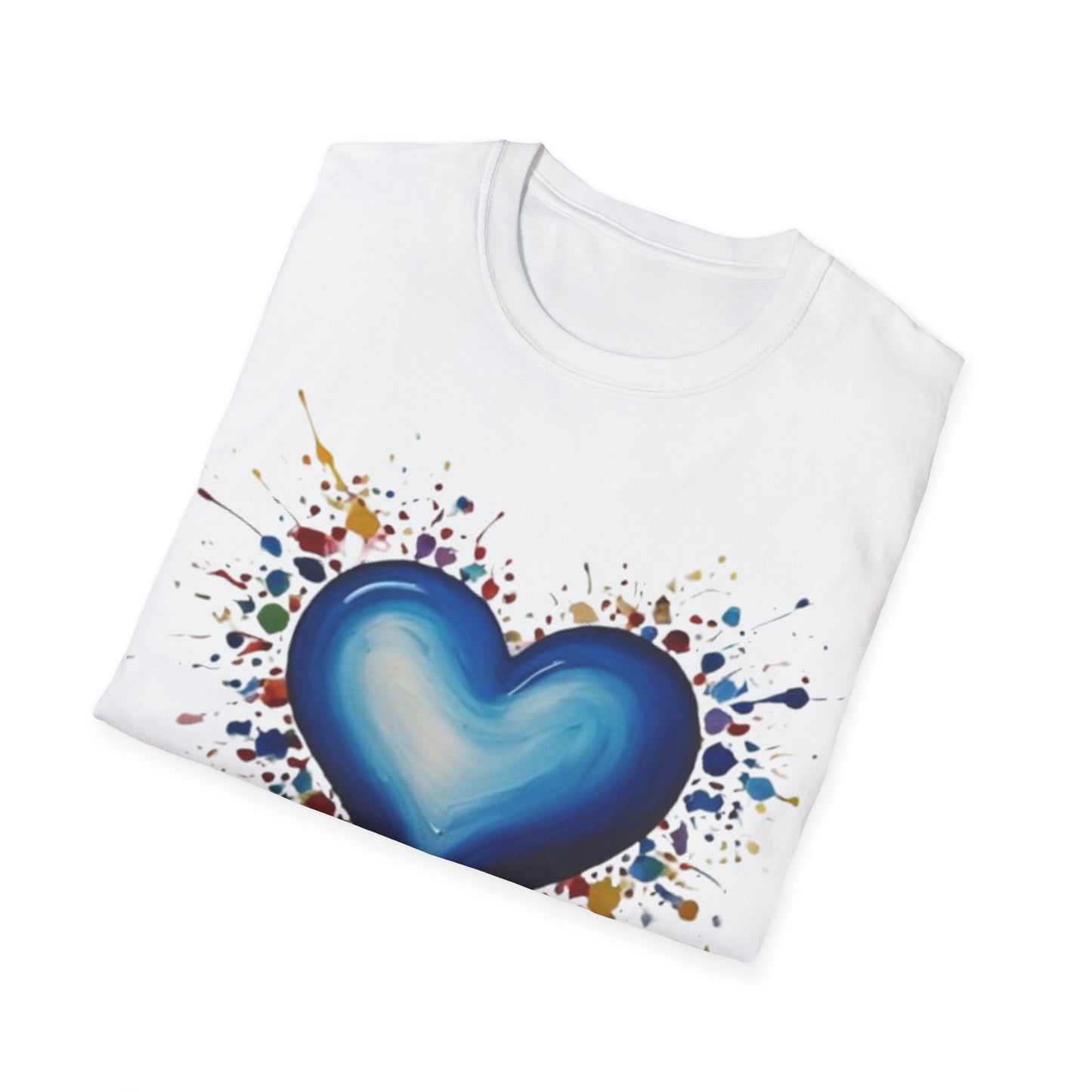 Messy Splatter Blue Love Heart - Unisex T-Shirt