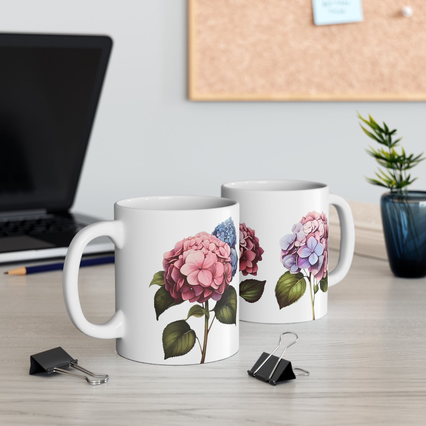 Hydrangea Flower Mug - Ceramic Coffee Mug 11oz