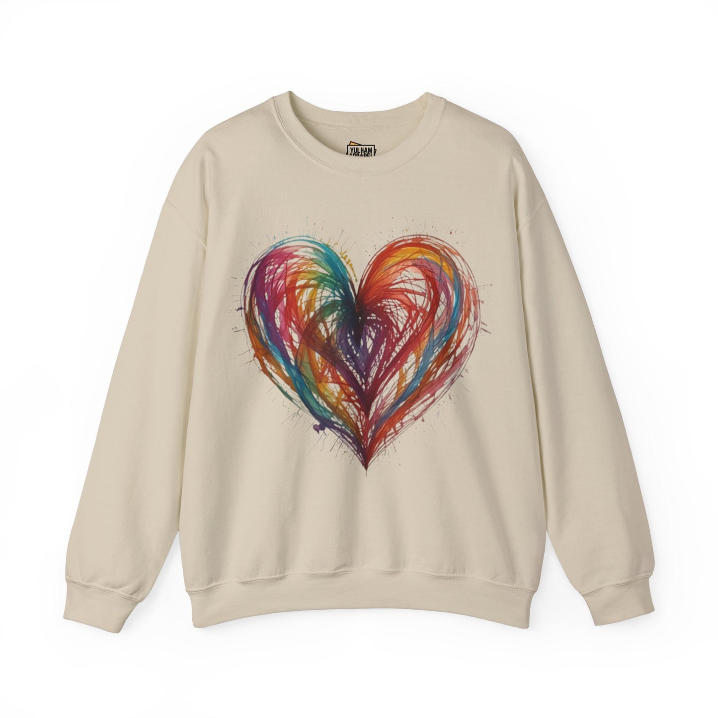 Colourful Messy Lines Transparent Love Heart - Unisex Crewneck Sweatshirt