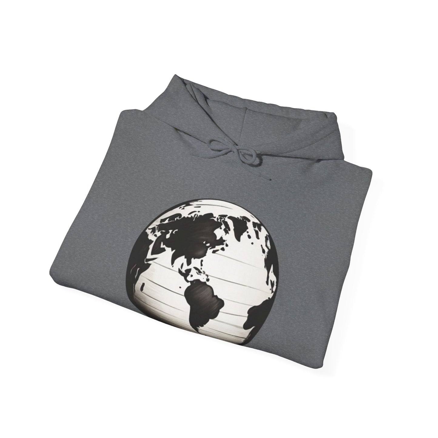 Black and White Earth Sphere - Unisex Hooded Sweatshirt