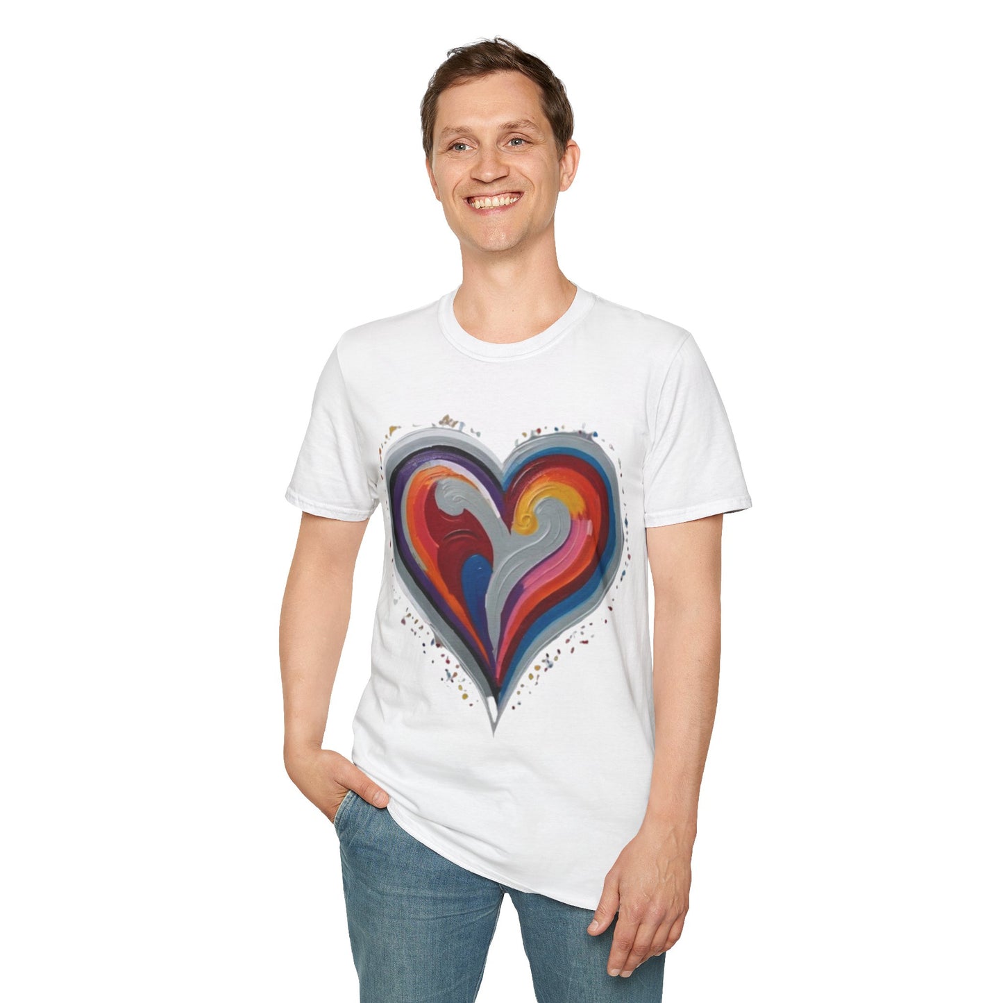 Colourful Grey Love Heart - Unisex T-Shirt