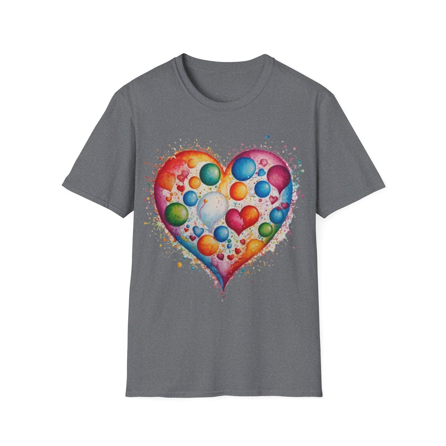 Colourful Messy Bubbles Love Heart - Unisex T-Shirt