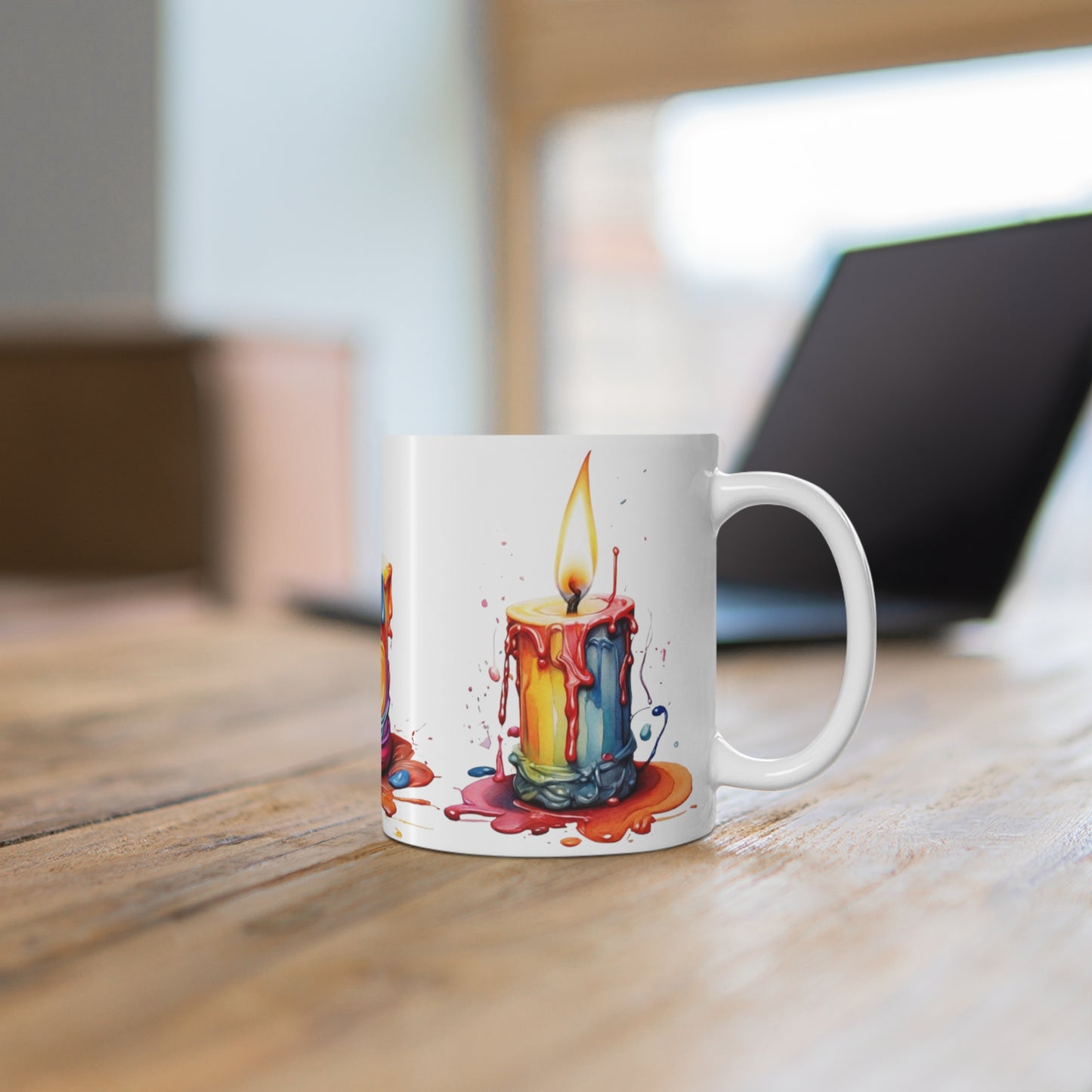 Colourful Candles Mug - Ceramic Coffee Mug 11oz