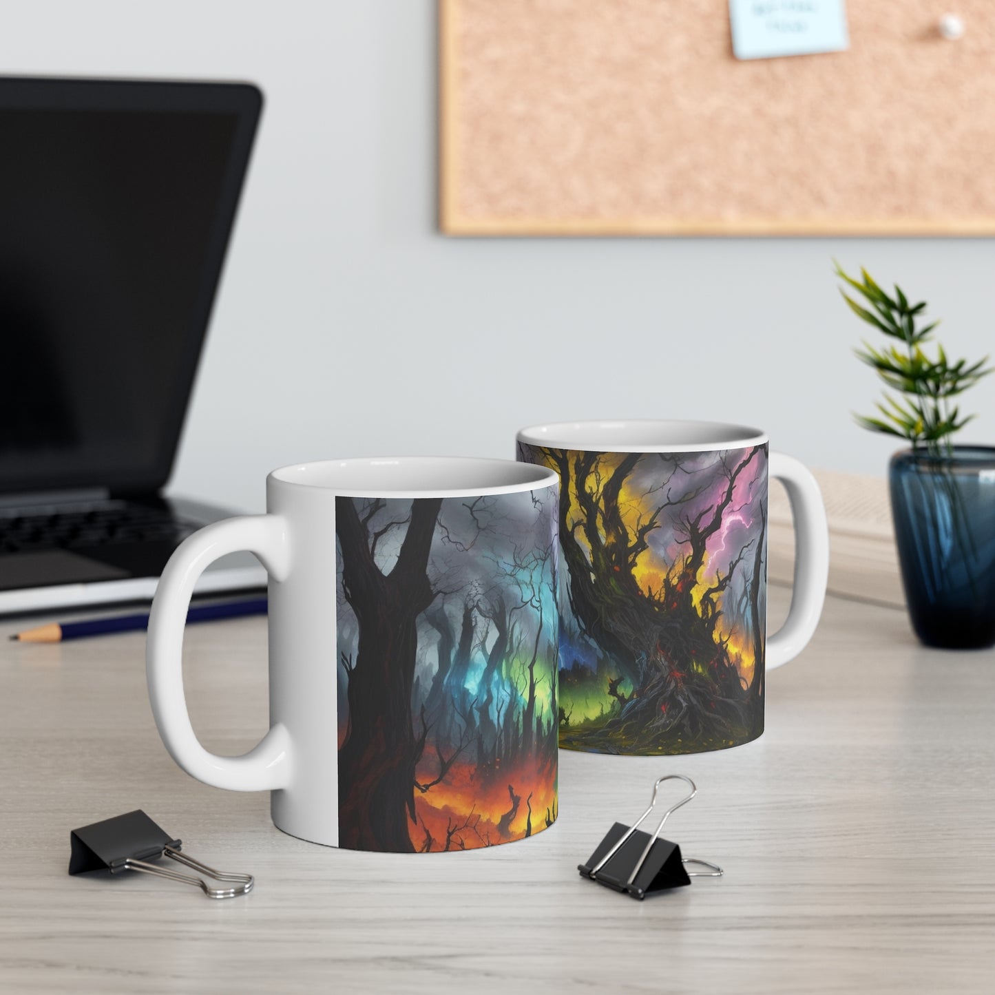 Dying Trees Colourful Lightning Mug - Ceramic Coffee Mug 11oz