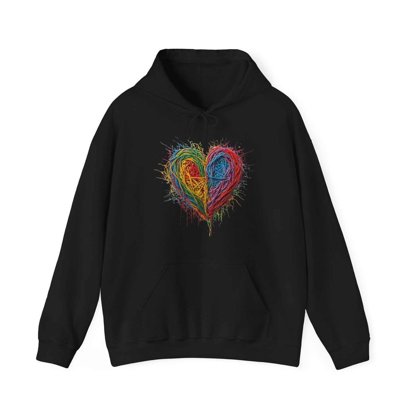 Multicoloured Scoubidou Love Heart - Unisex Hooded Sweatshirt