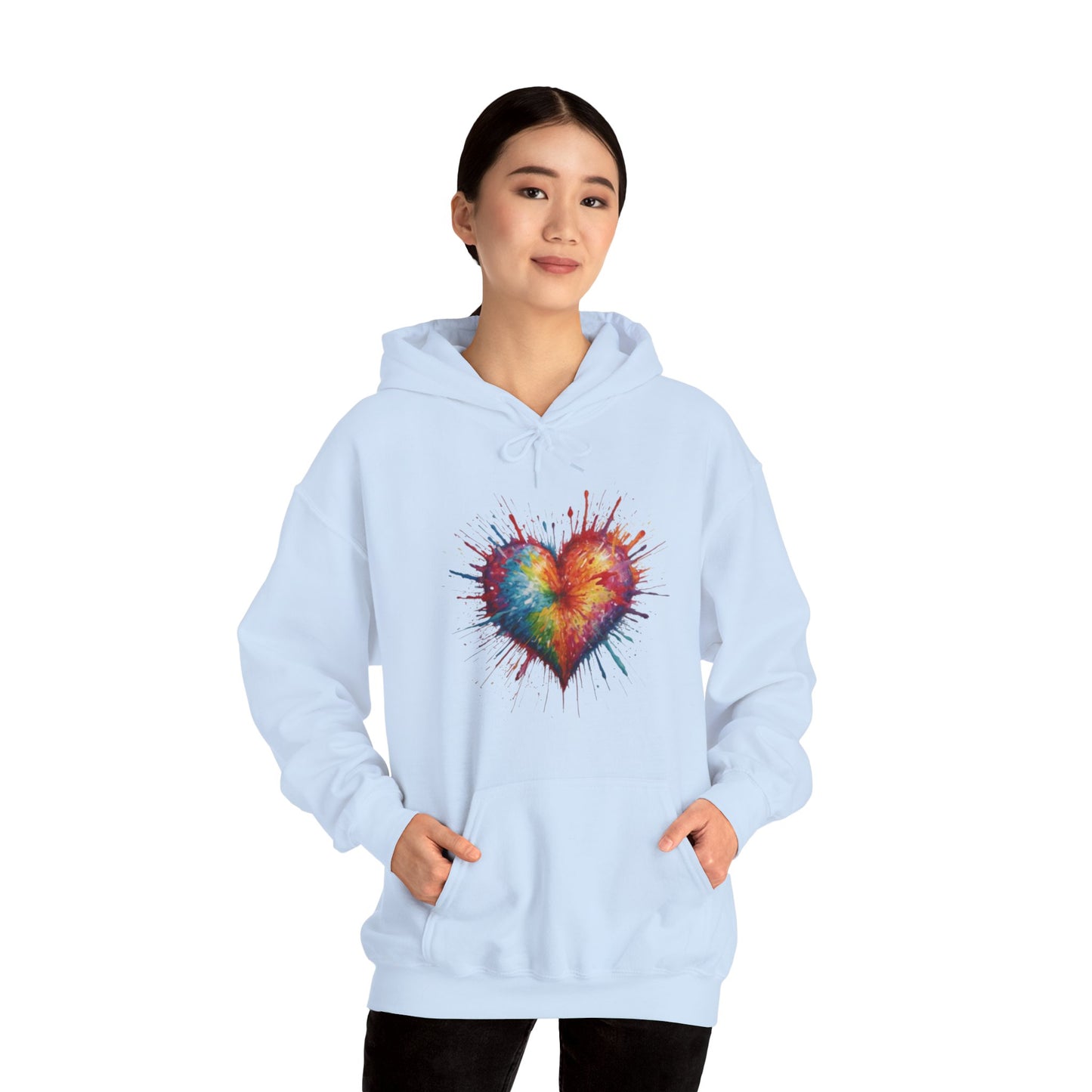 Colourful Messy Exploding Love Heart - Unisex Hooded Sweatshirt