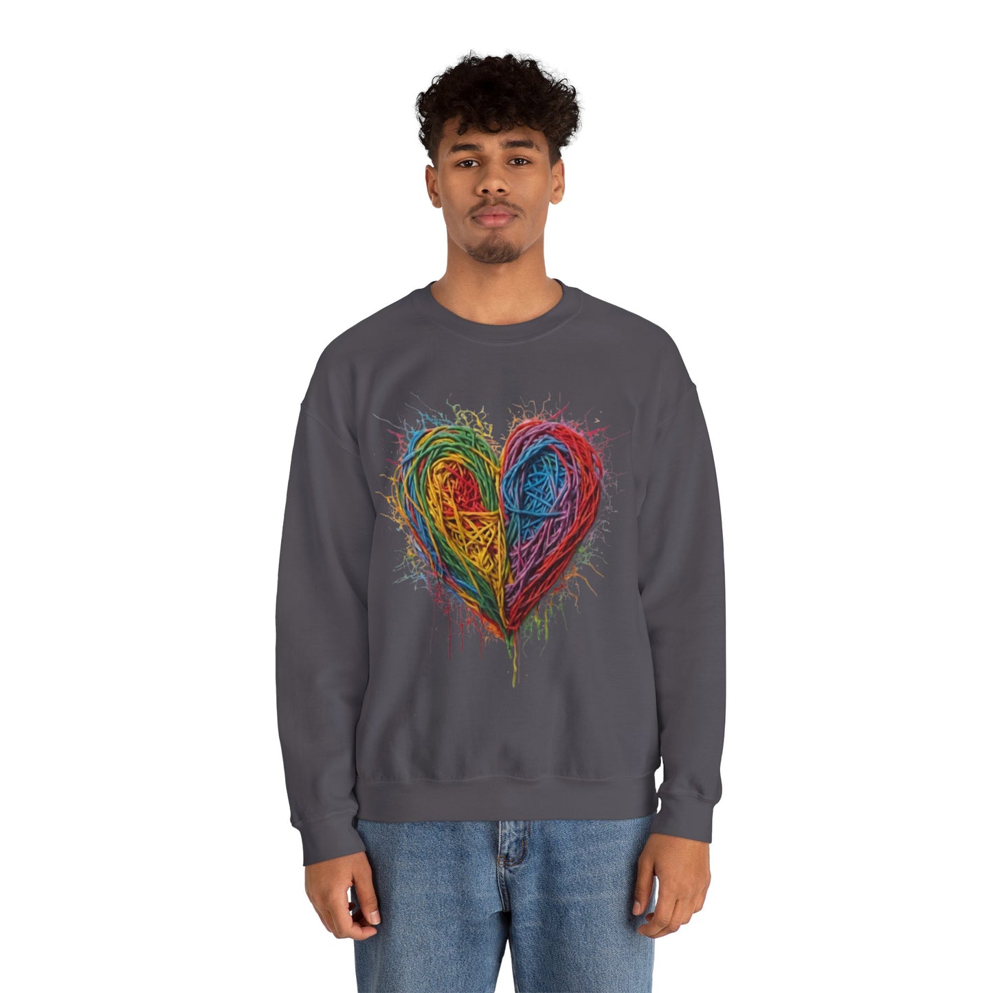 Multicoloured Scoubidou Love Heart - Unisex Crewneck Sweatshirt