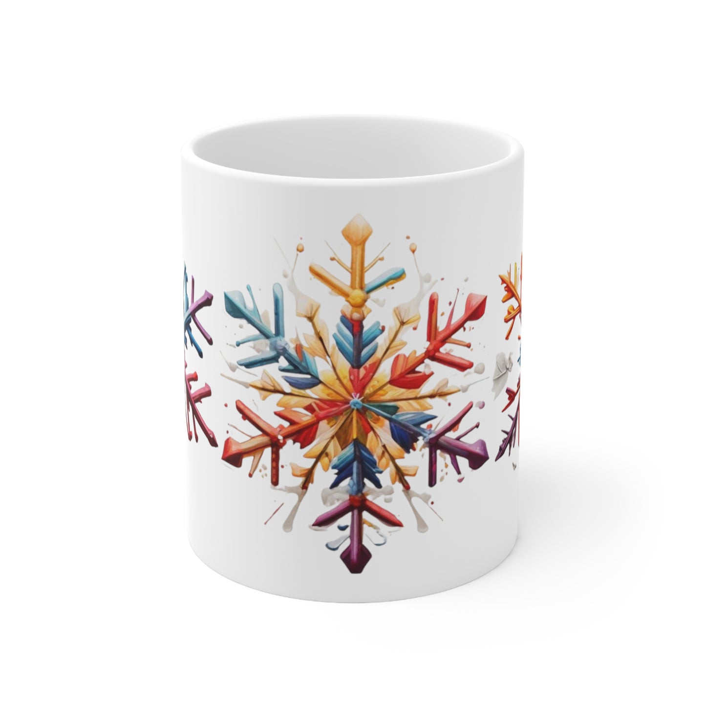Colourful Broken Snowflakes Mug - Ceramic Coffee Mug 11oz