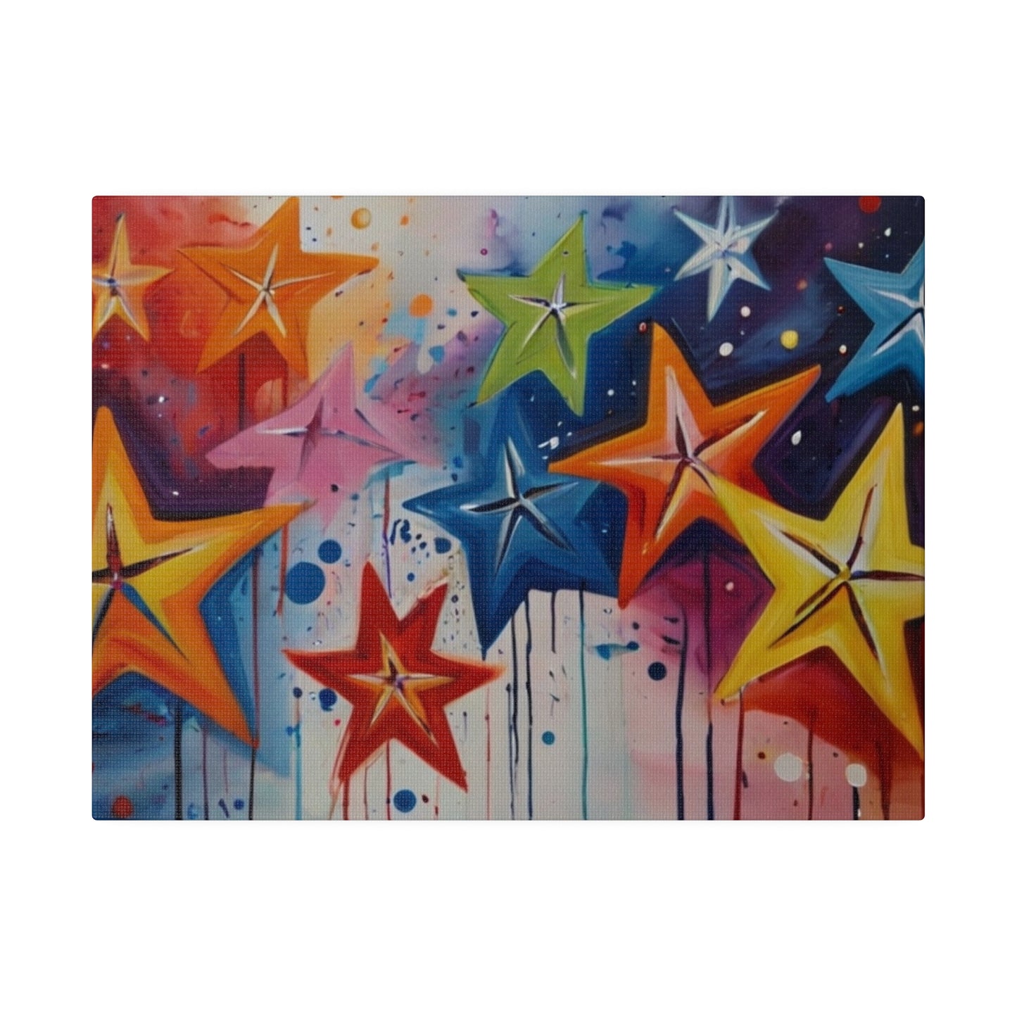 Colourful Dripping Stars Painting - Matte Canvas, Stretched, 0.75"