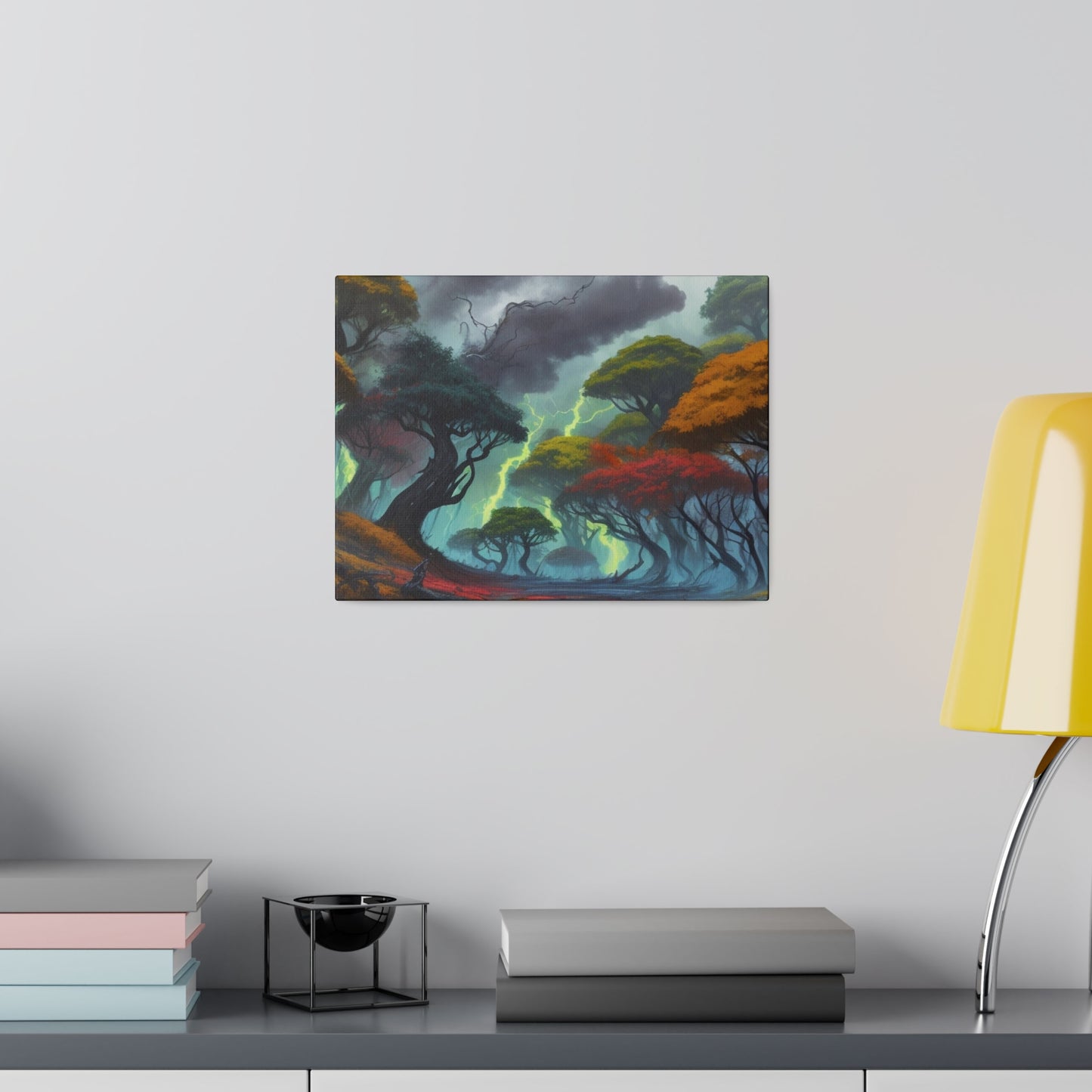 Colourful Forest Lightning Artwork - Matte Canvas, Stretched, 0.75"