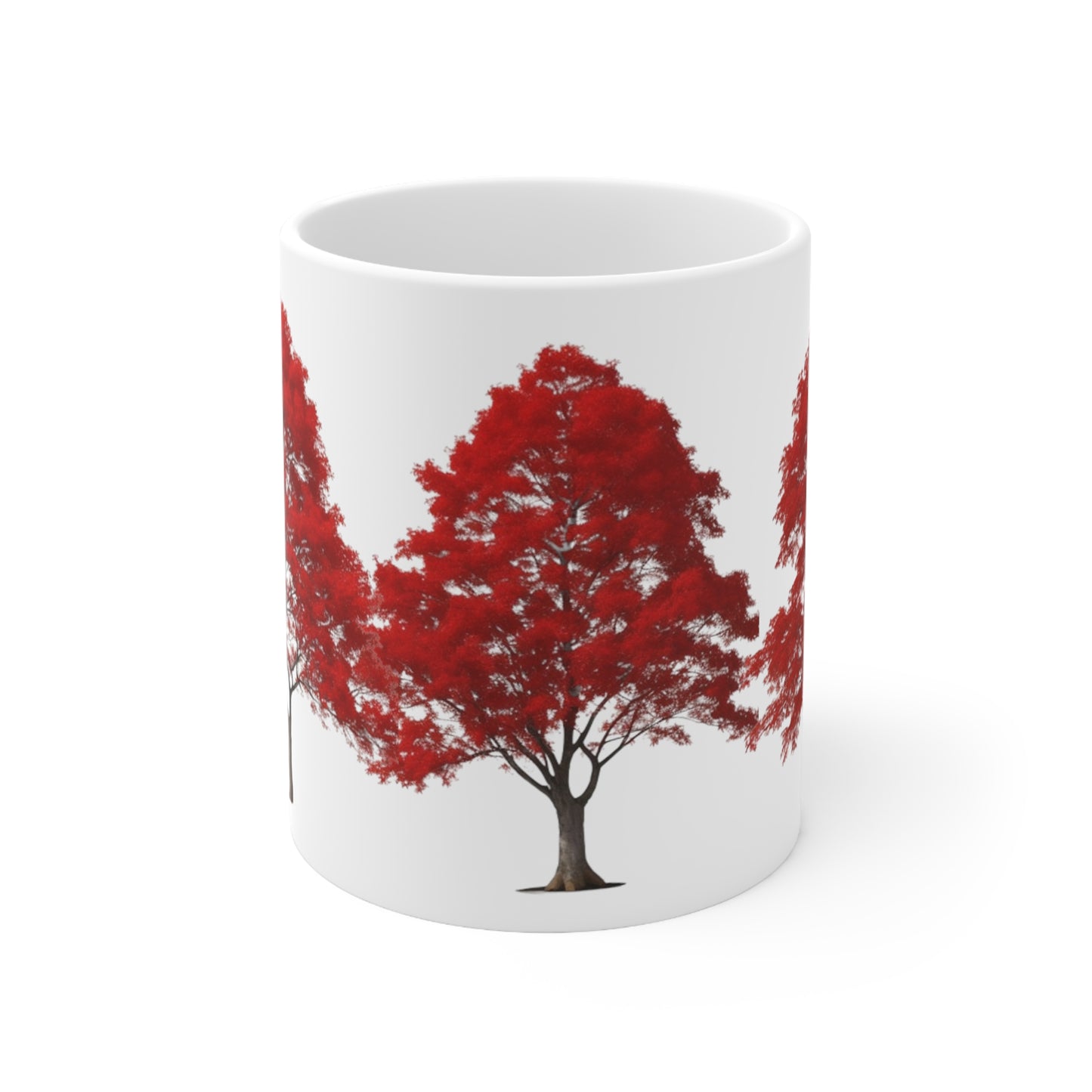 Red Trees Mug - Ceramic Coffee Mug 11oz