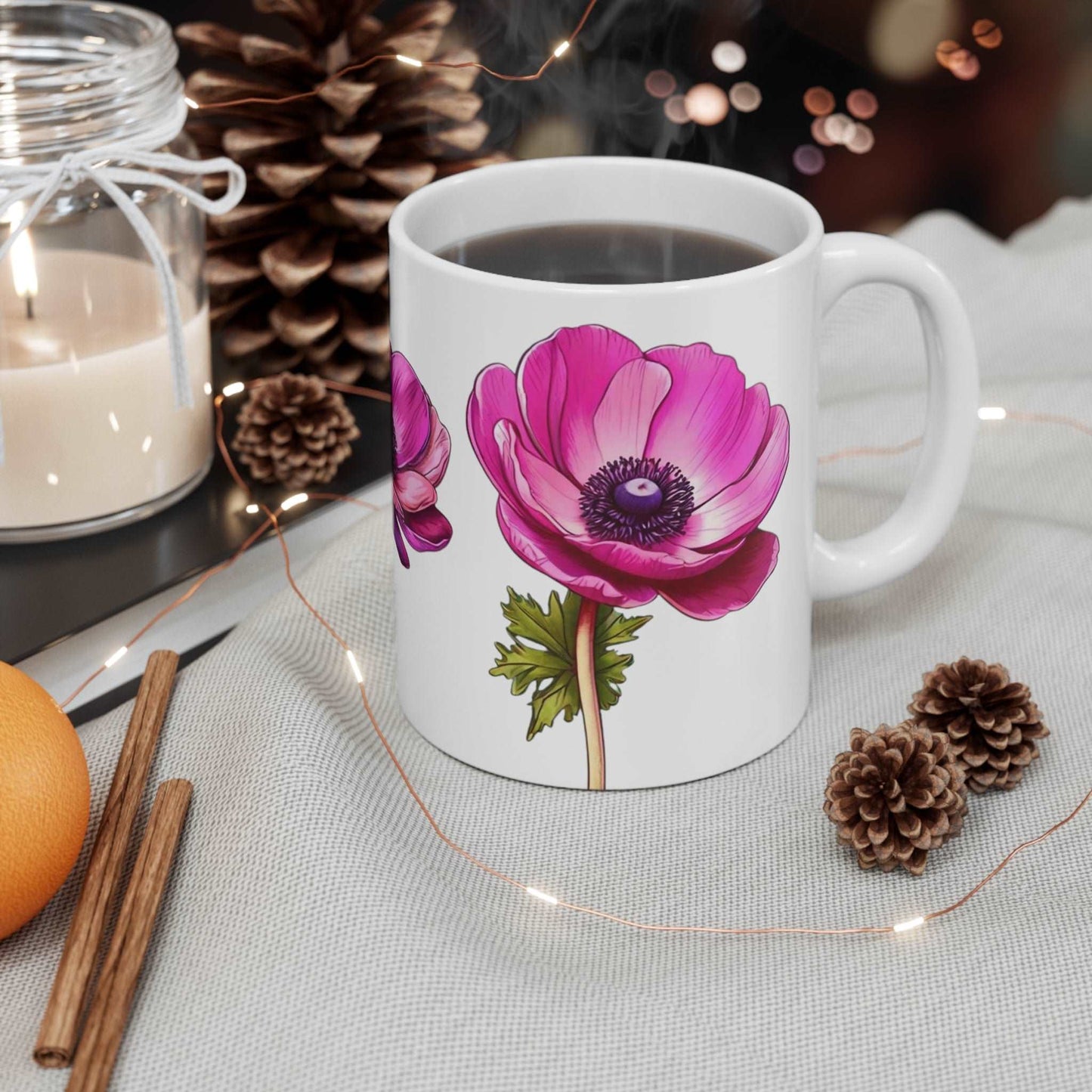 Anemone Flower Mug - Ceramic Coffee Mug 11oz