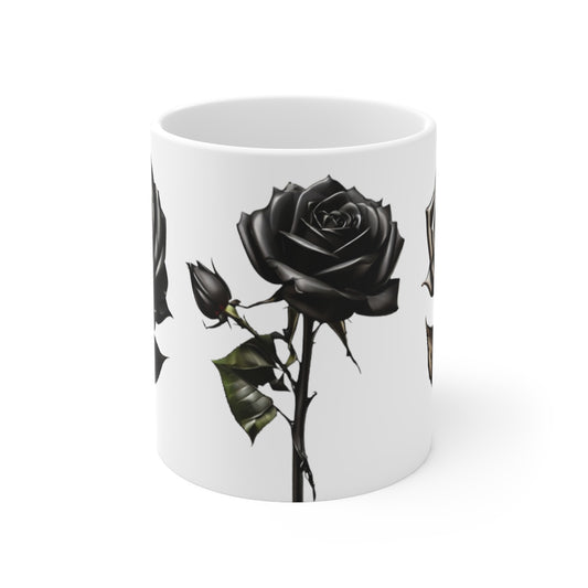 Black Rose Mug - Ceramic Coffee Mug 11oz
