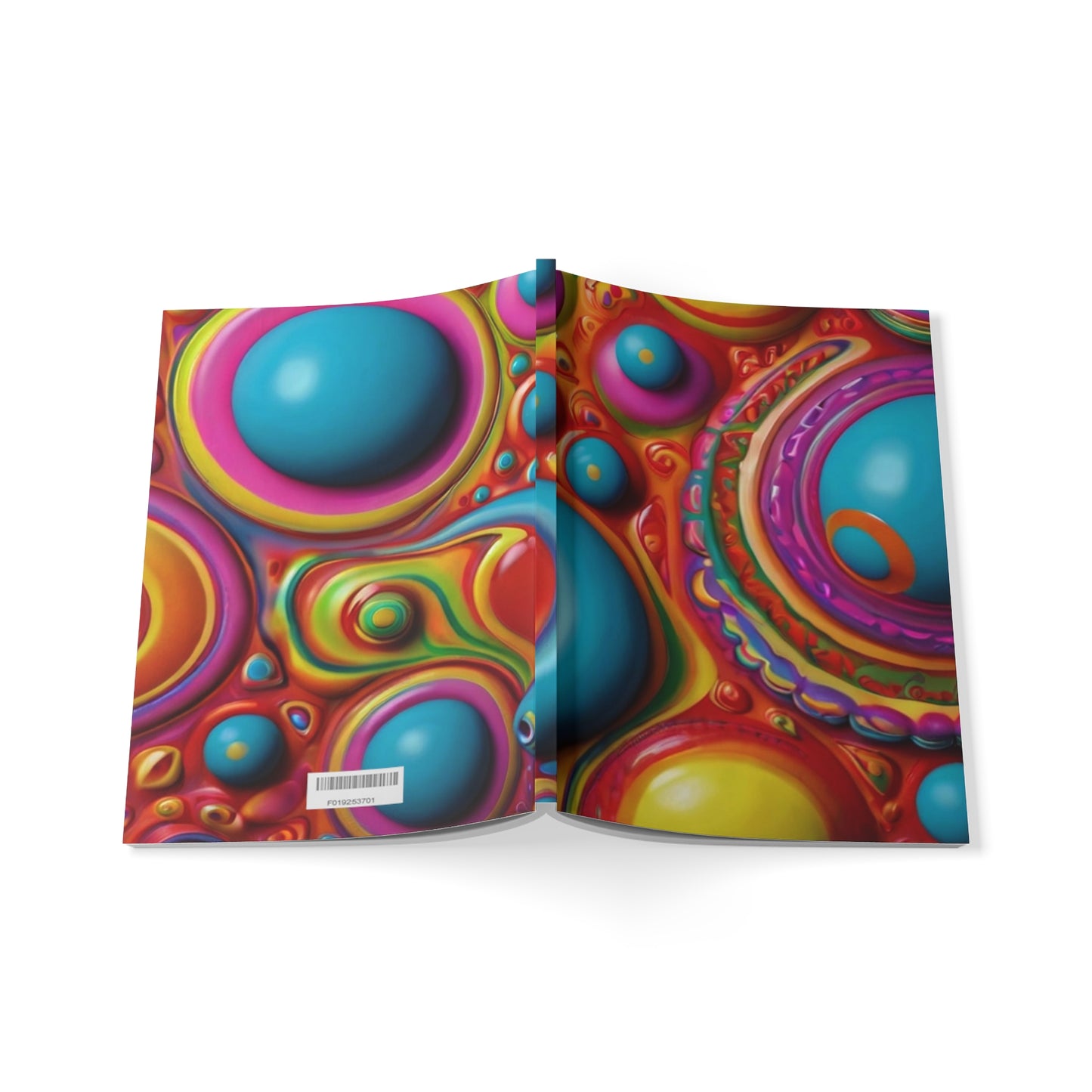 Colourful Trippy Bubbles Art - Softcover Notebook, A5