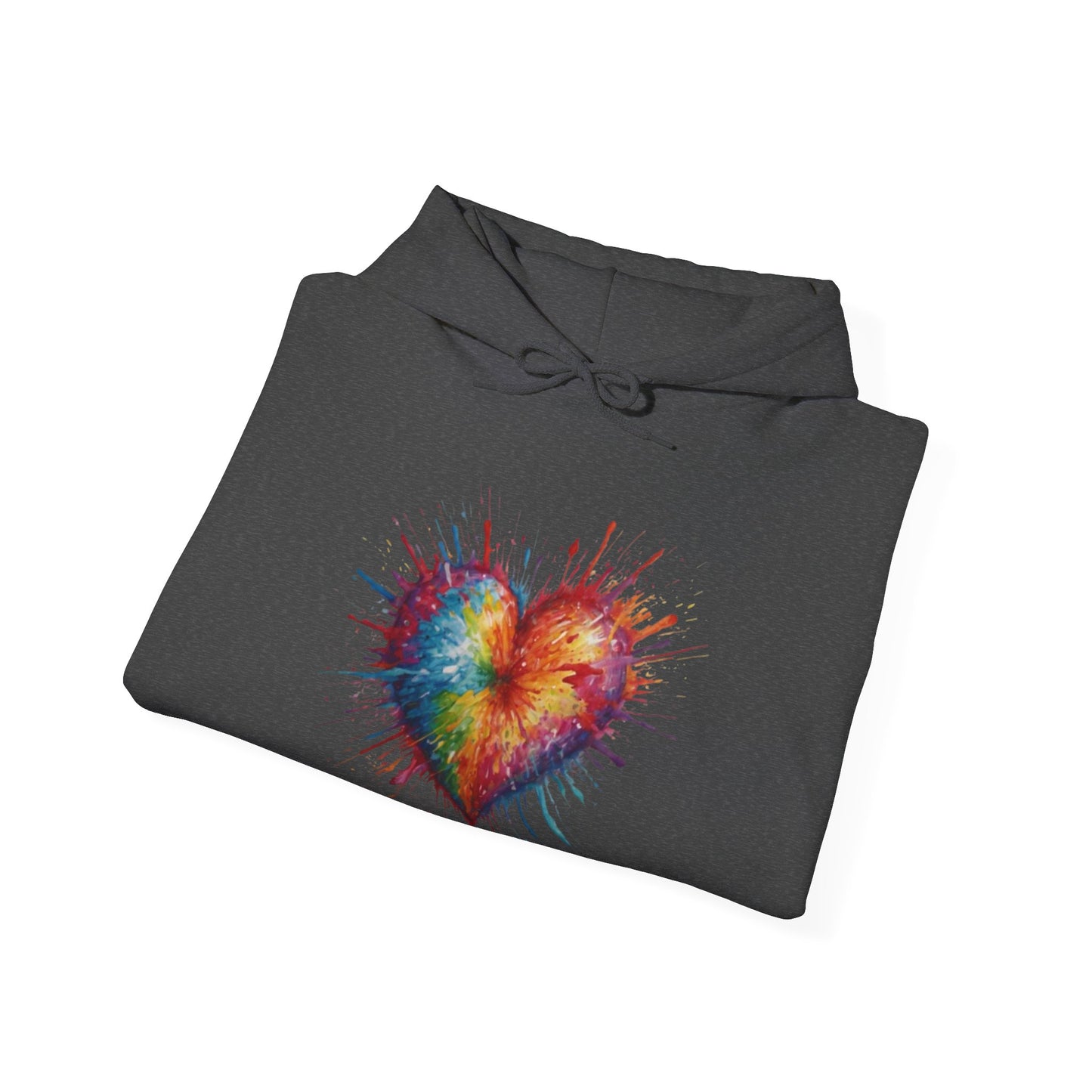 Colourful Messy Exploding Love Heart - Unisex Hooded Sweatshirt