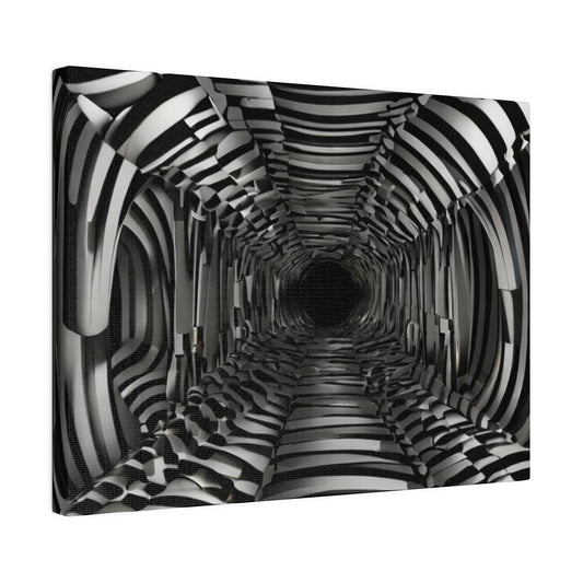 Black and White Tunnel Abstract Illusion - Matte Canvas, Stretched, 0.75"