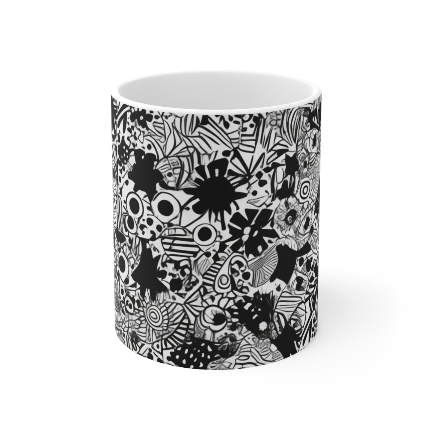 Messy Black and White Patterns - Ceramic Coffee Mug 11oz