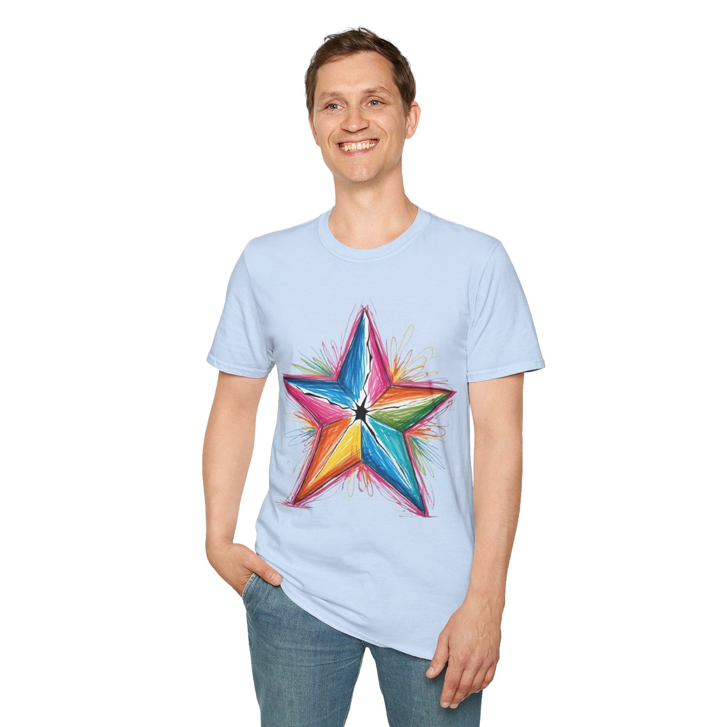 Vibrant Coloured Messy Star - Unisex T-Shirt