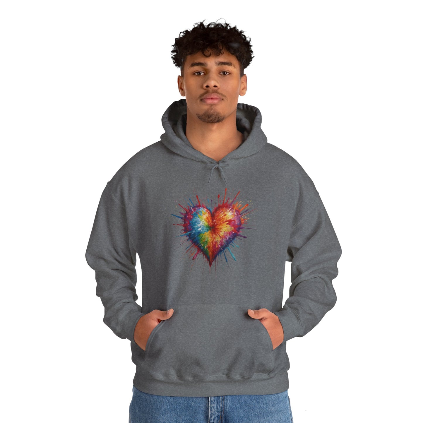 Colourful Messy Exploding Love Heart - Unisex Hooded Sweatshirt