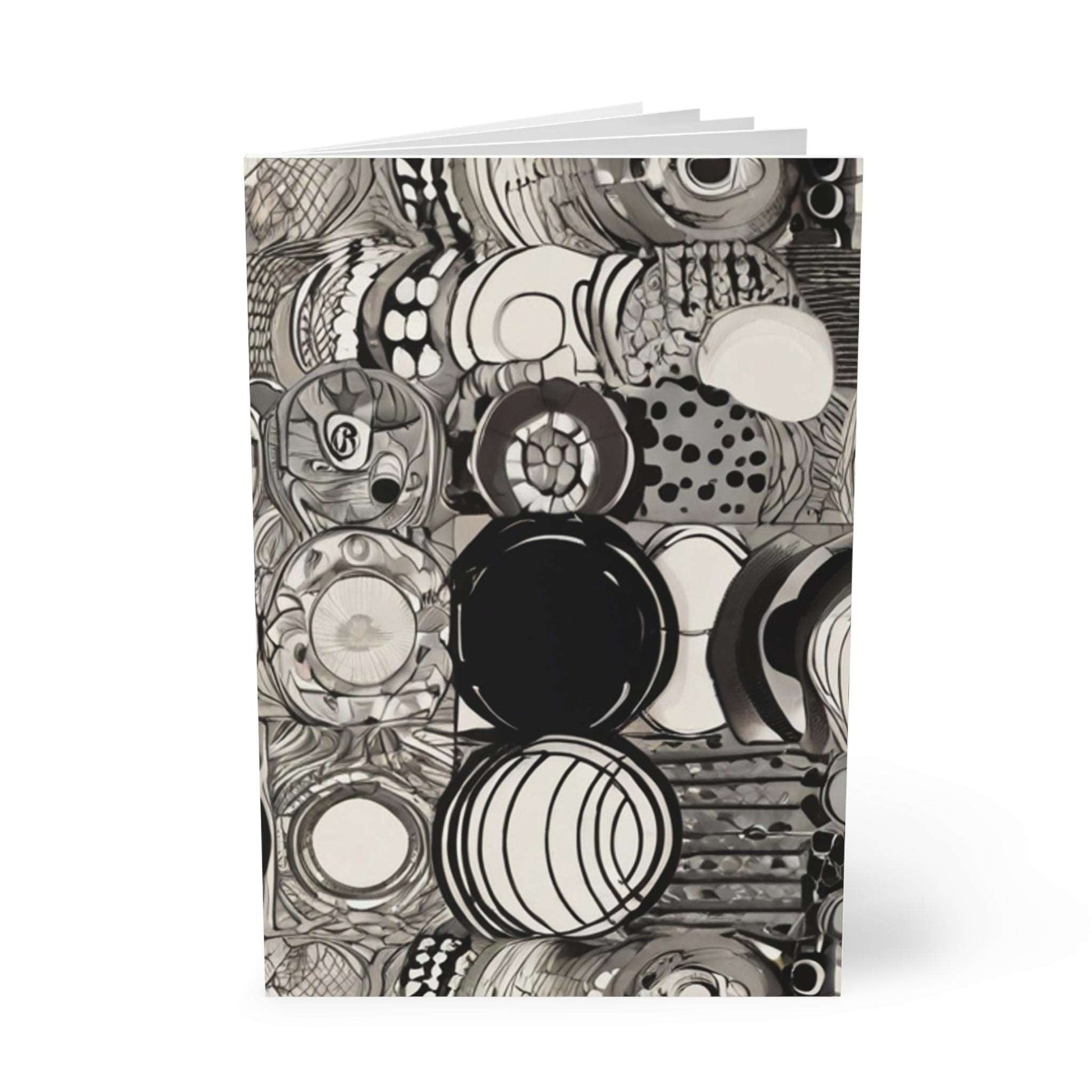 Black and White Circle Patterns - Softcover Notebook, A5