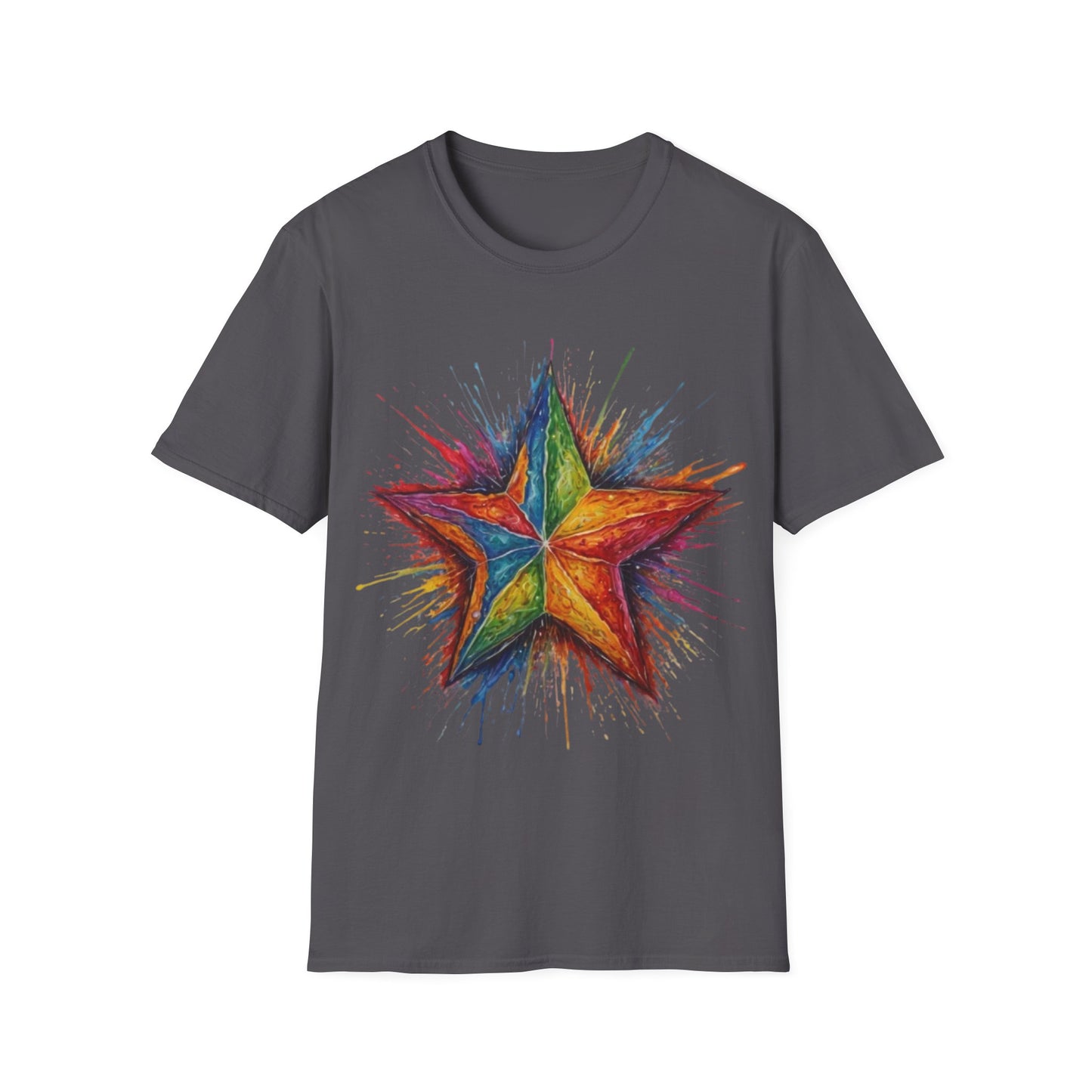 Burning Multicoloured Star - Unisex T-Shirt