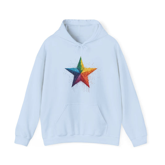 Multicoloured Pixelated Star - Unisex Hooded Sweatshirt