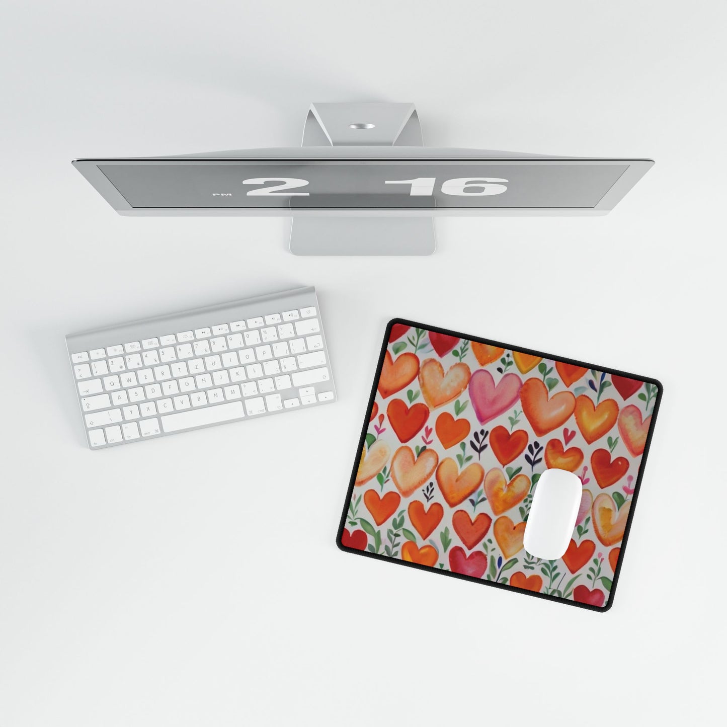 Peachy Love Hearts - Desk Mat