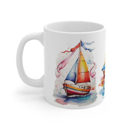 Colourful Sailboats Mug - Ceramic Coffee Mug 11oz