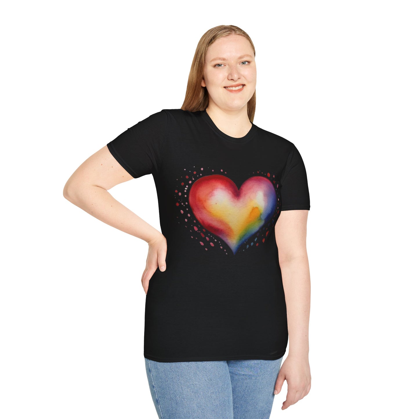 Colourful Watercolour Style Love Heart - Unisex T-Shirt