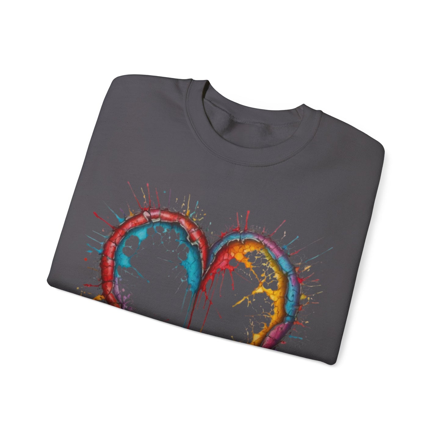 Hollow Colourful Messy Love Heart - Unisex Heavy Sweatshirt