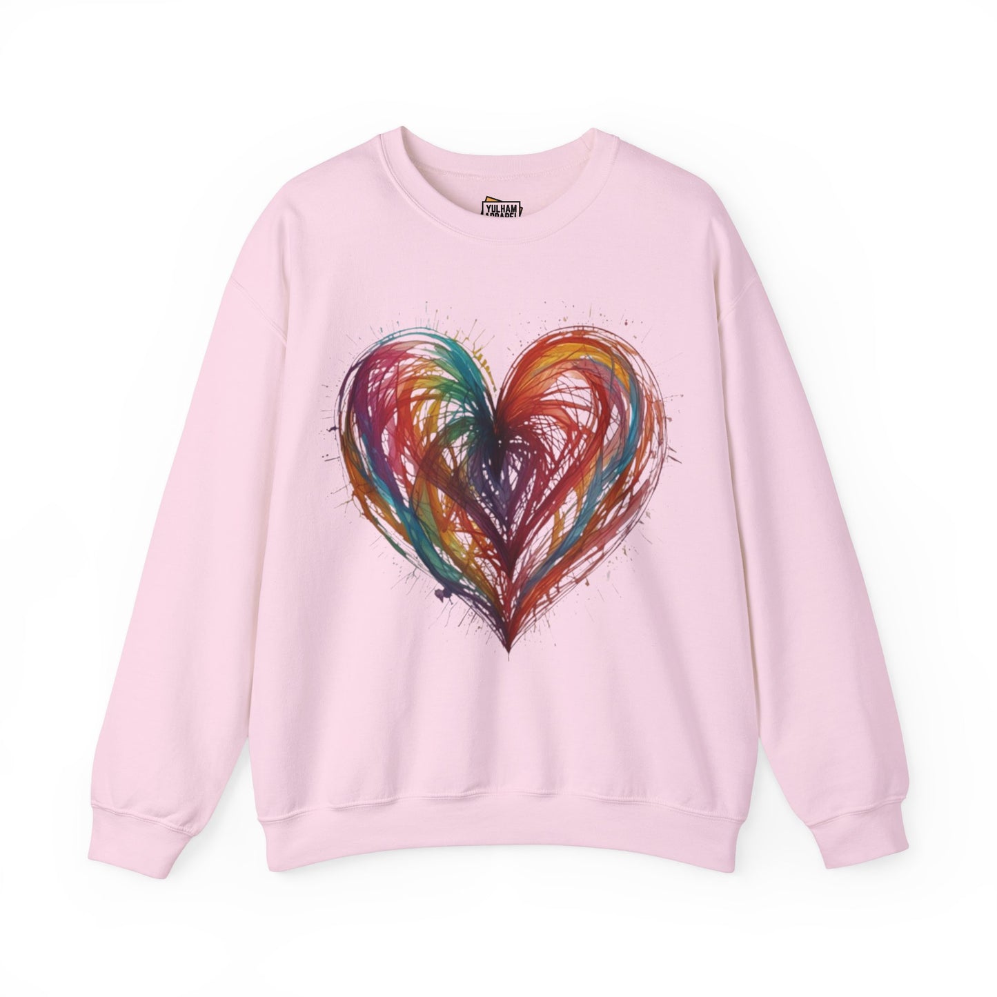 Colourful Messy Lines Transparent Love Heart - Unisex Crewneck Sweatshirt