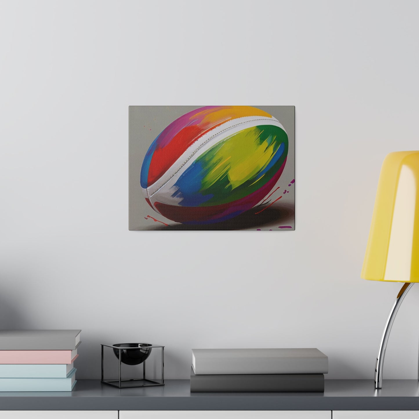 Colourful Rugby Ball - Matte Canvas, Stretched, 0.75"