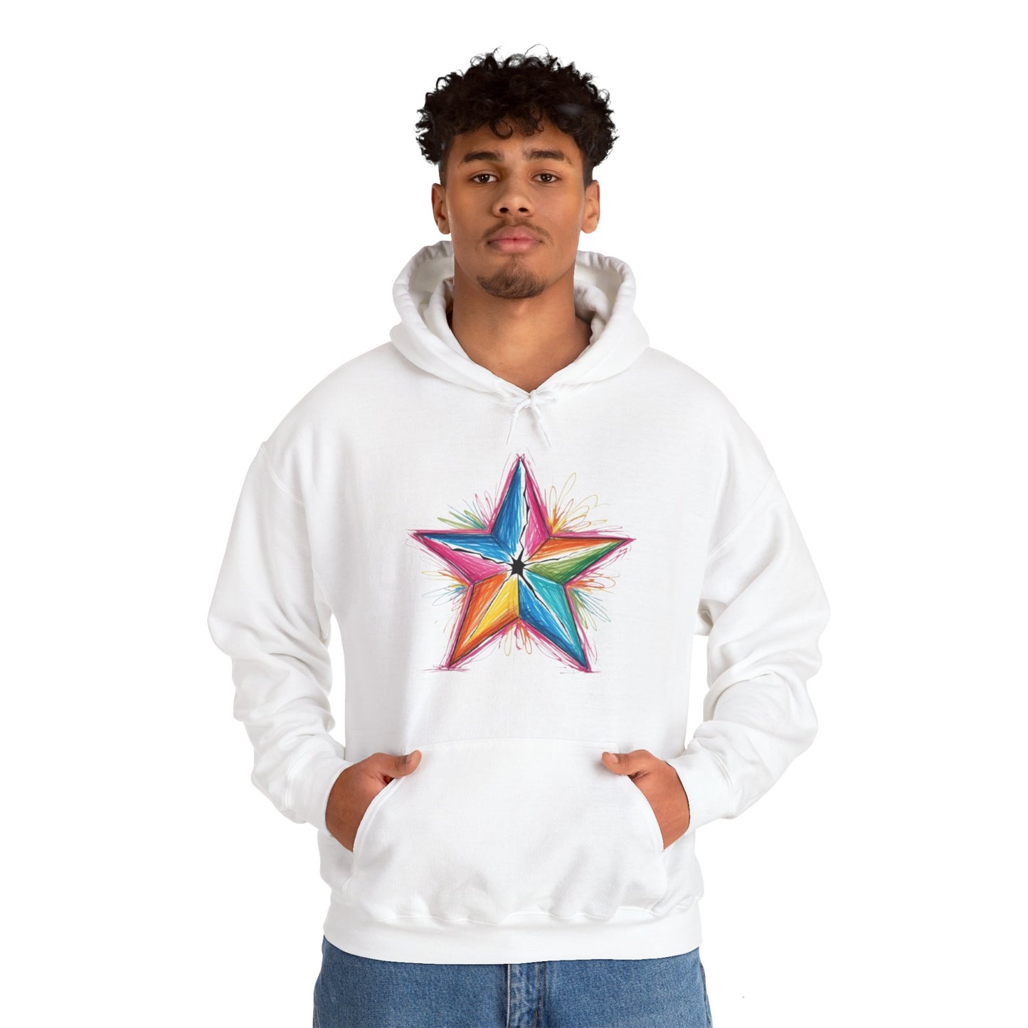 Vibrant Coloured Messy Star - Unisex Hooded Sweatshirt