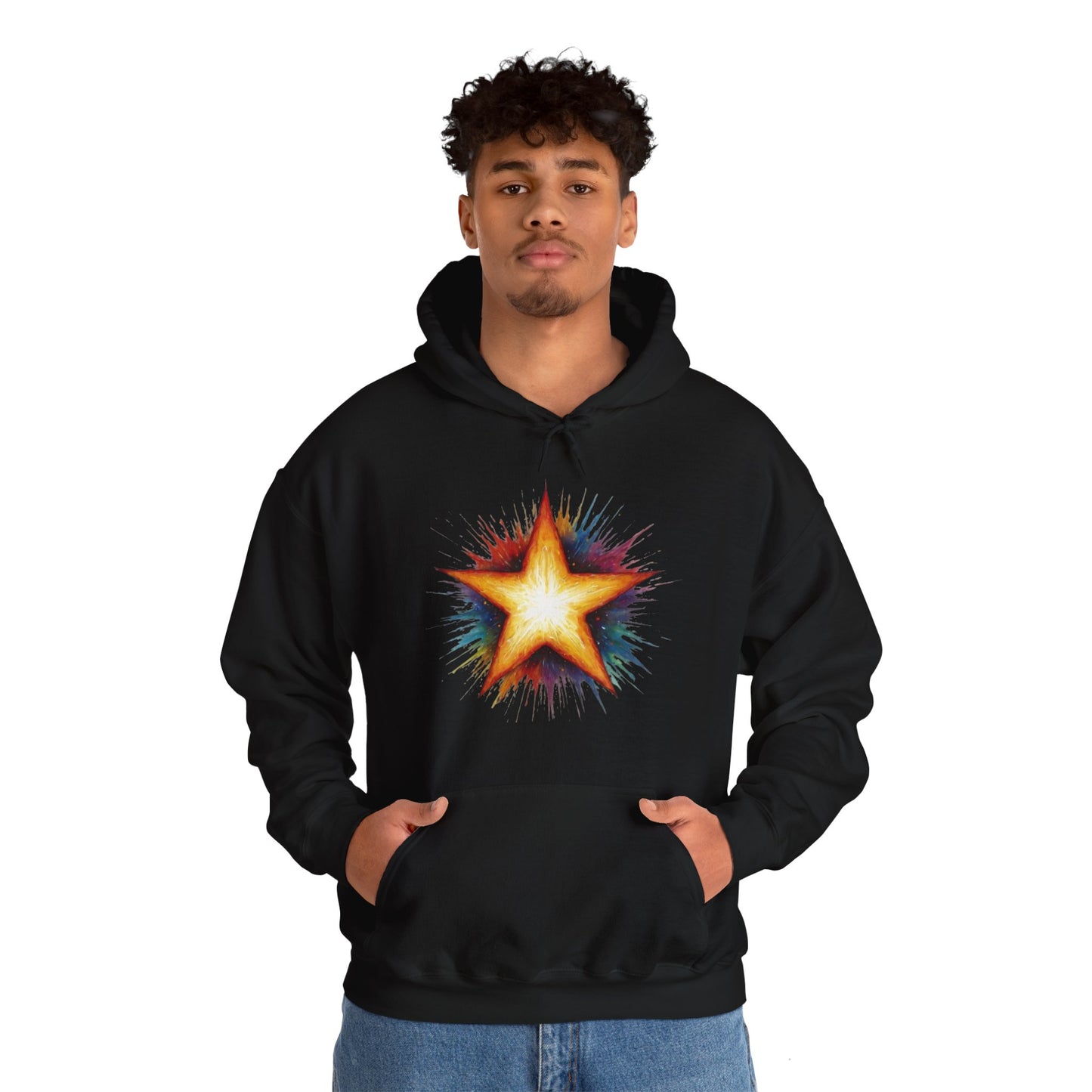 Burning Golden Star - Unisex Hooded Sweatshirt